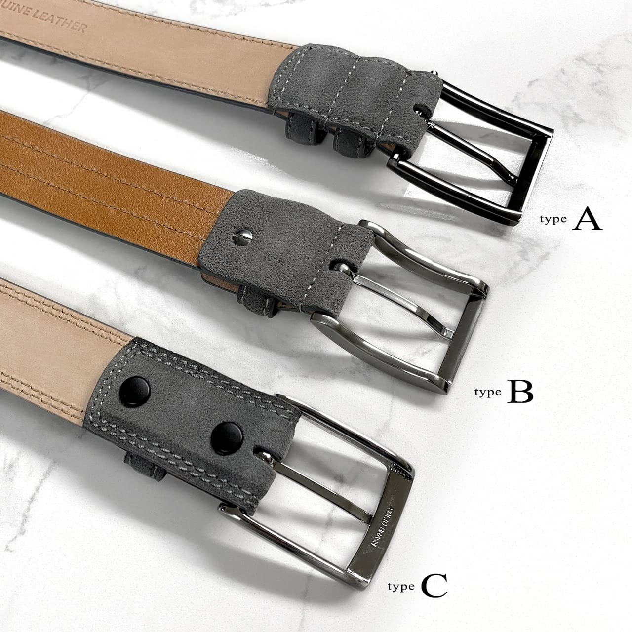 19000 Men's Suede Belt Genuine Leather Casual Dress Belt 1-3/8"(35mm) Wide (Gray, 40)