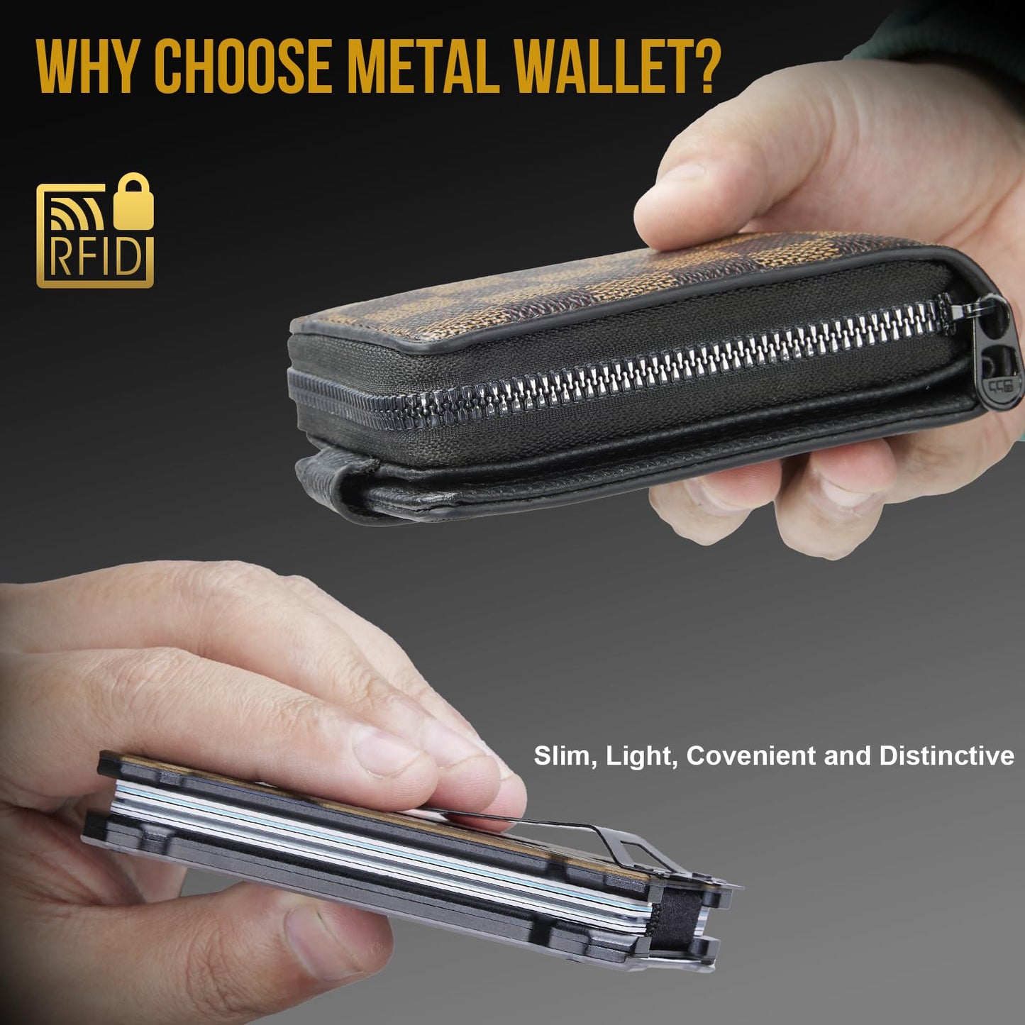 1TG Tactical Minimalist Slim Wallet with Moeny Clip, Front Pocket RFID Blocking Wallet Cash Holder, Versatile Credit Card Orgainzer, ID Card Badge Holder for Men