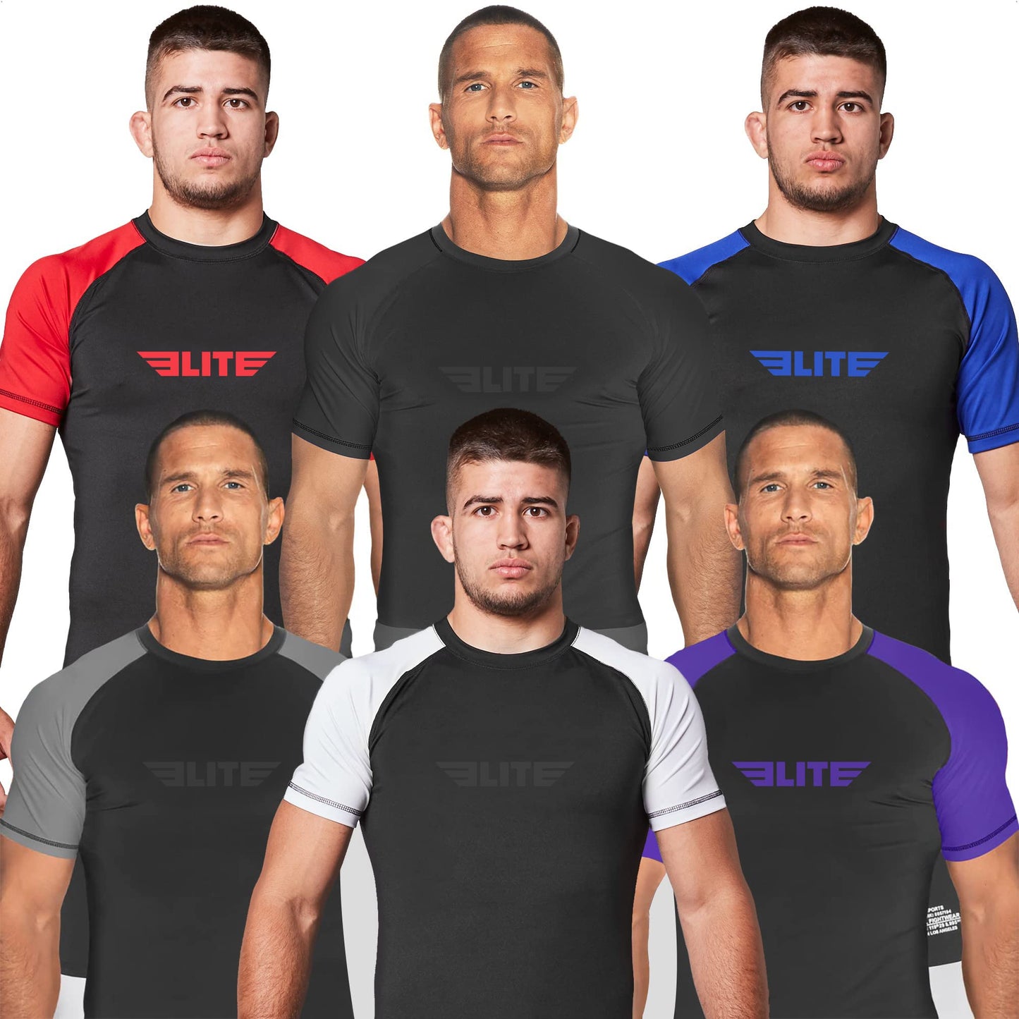 Elite Sports Jiu Jitsu BJJ Rash Guards, Men’s BJJ, No GI, MMA Ranked Short Sleeve Compression Base Layer Rash Guard Brown