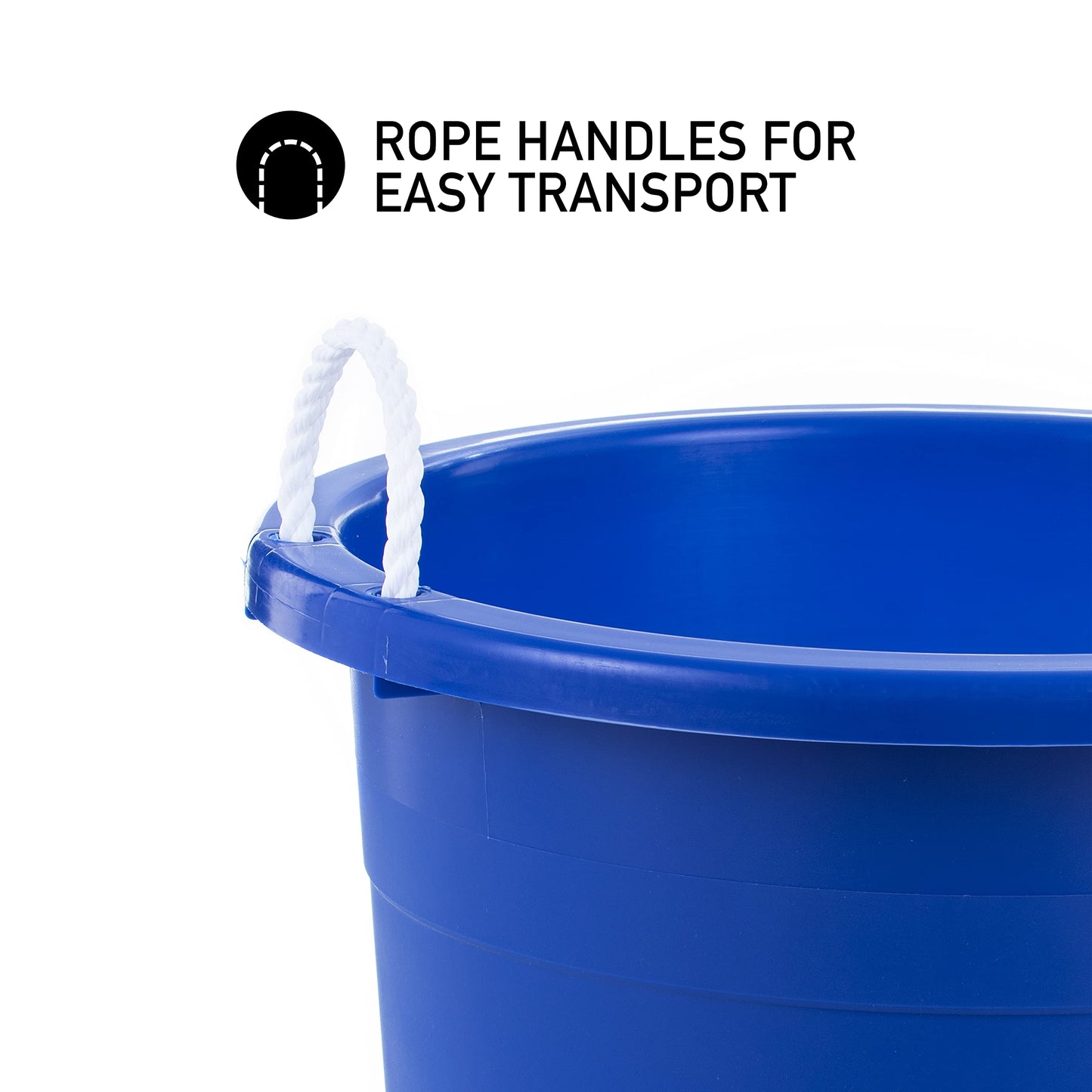 United Solutions Easy-Access Storage Rope Handle Tub, 19 Gallon, Blue, 2 Count (TU0335)
