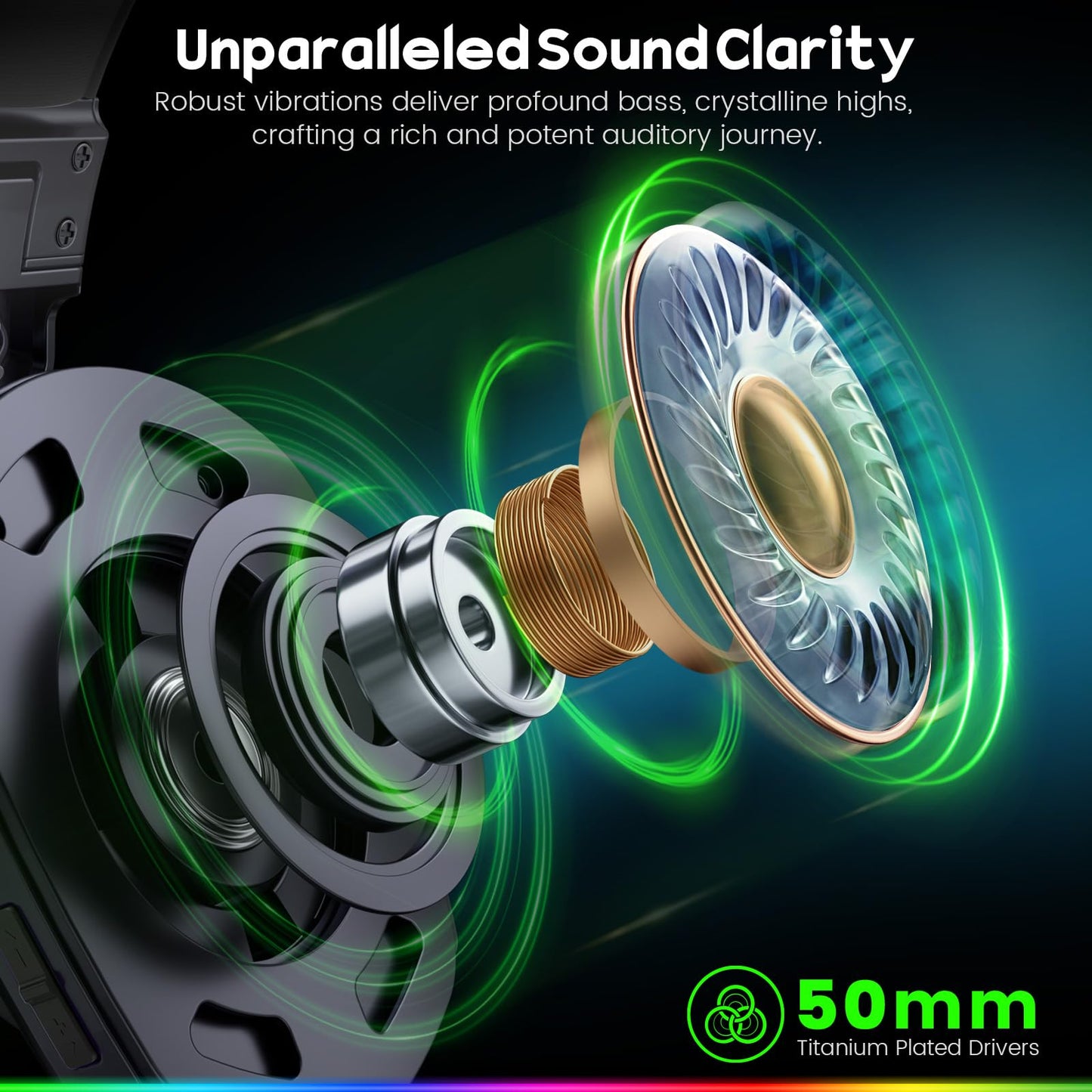 WESEARY Wireless Gaming Headsets for PC, PS5, PS4, Switch, Mac, 2.4GHz Wireless Gaming Headphone with ENC Noise Canceling Microphone, Bluetooth 5.4, Cool Lighting, 50H Battery, 50mm Drivers