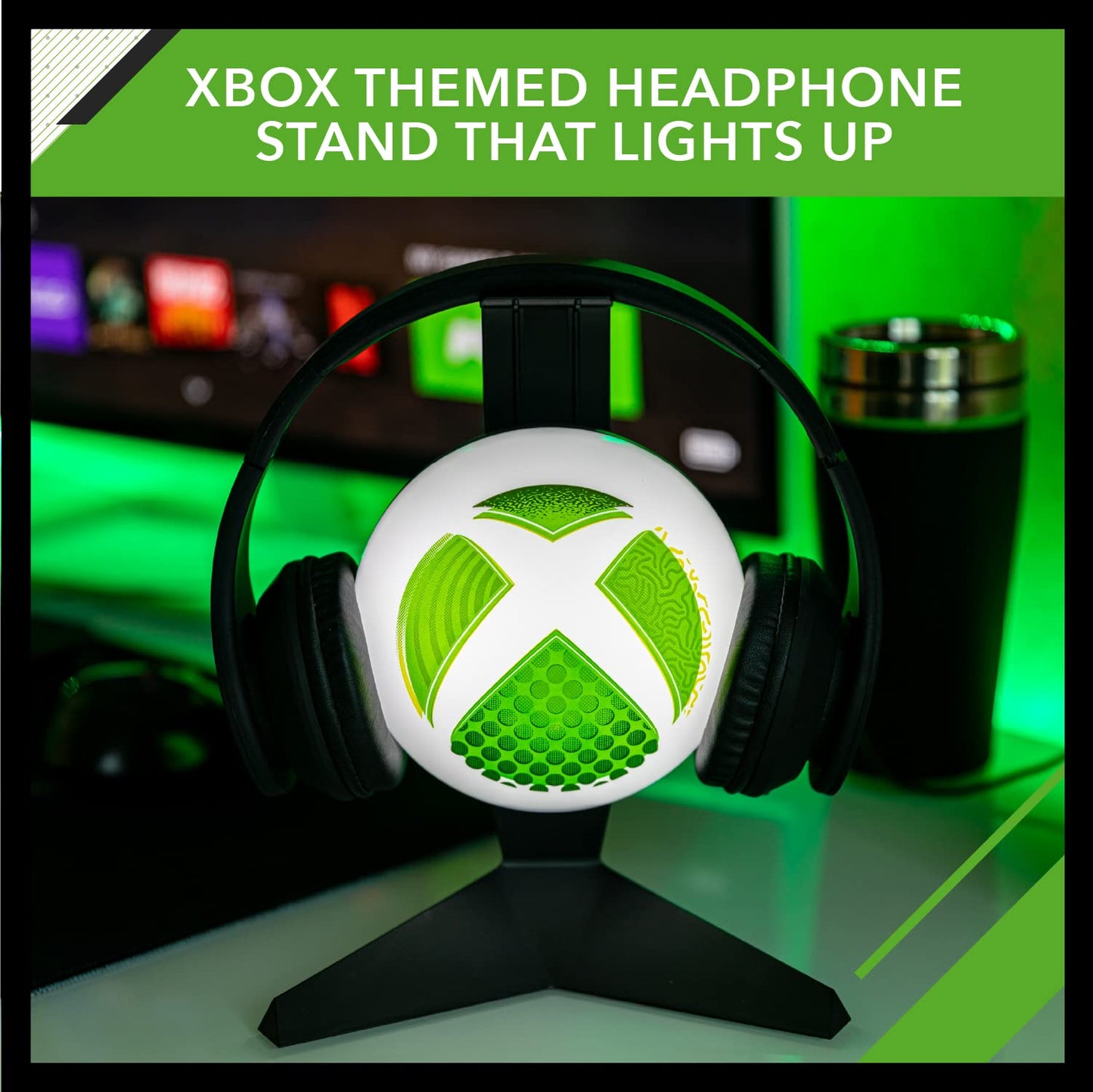 Paladone Xbox Headset Stand Light - Officially Licensed Ear Phone Holder for Gaming Set Up, Gift for Gamer, USB Powered