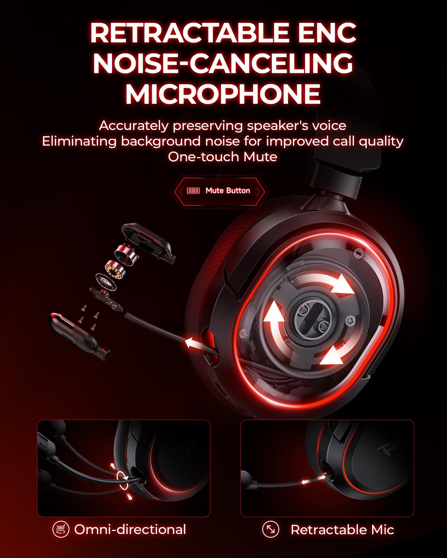Wireless Gaming Headset, 7.1 Surround Sound, 2.4Ghz USB Gaming Headphones Bluetooth 5.4,100-Hr Noise Canceling Mic RGB Light, Wireless Headset for PC PS5 PS4 Mac Switch,ONLY Wired Mode Suit for Xbox
