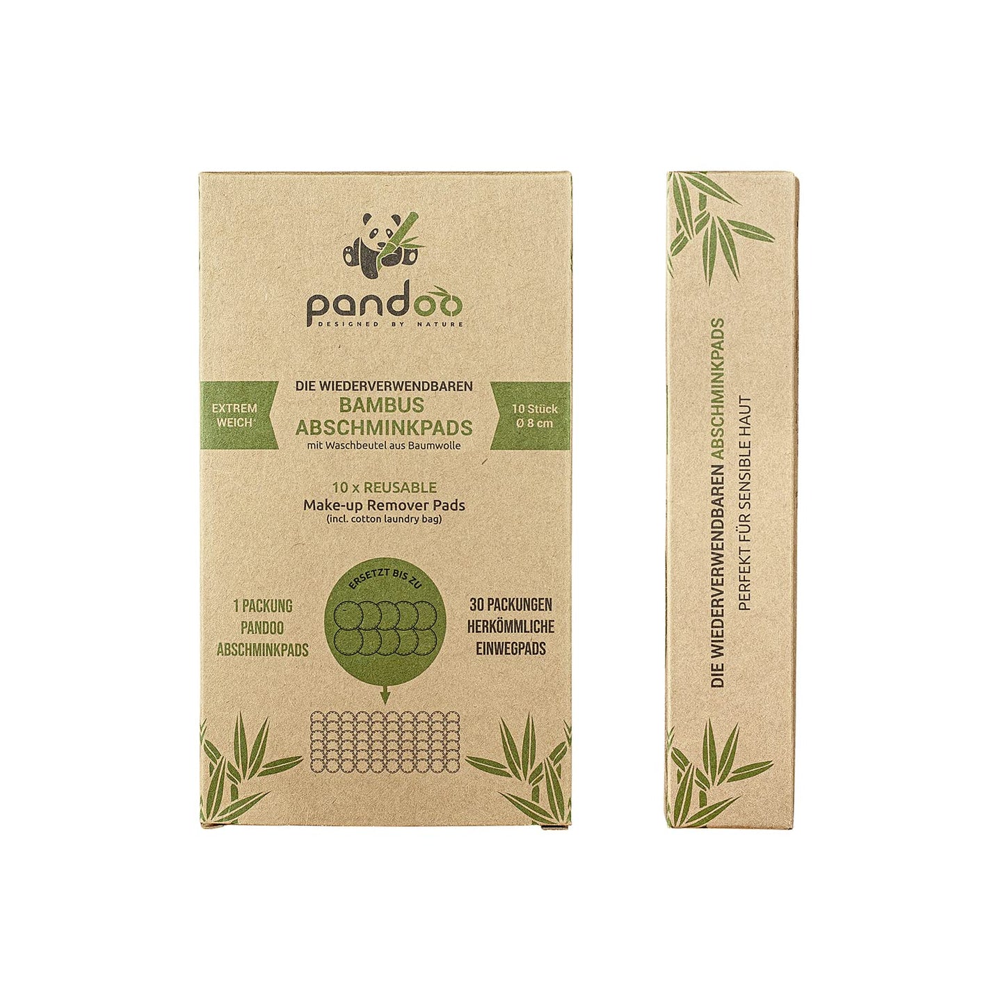 Pandoo 10 reusable make-up pads made of bamboo and cotton, washable, make-up remover, Less Waste Extremely soft, perfect for face cleansing and baby