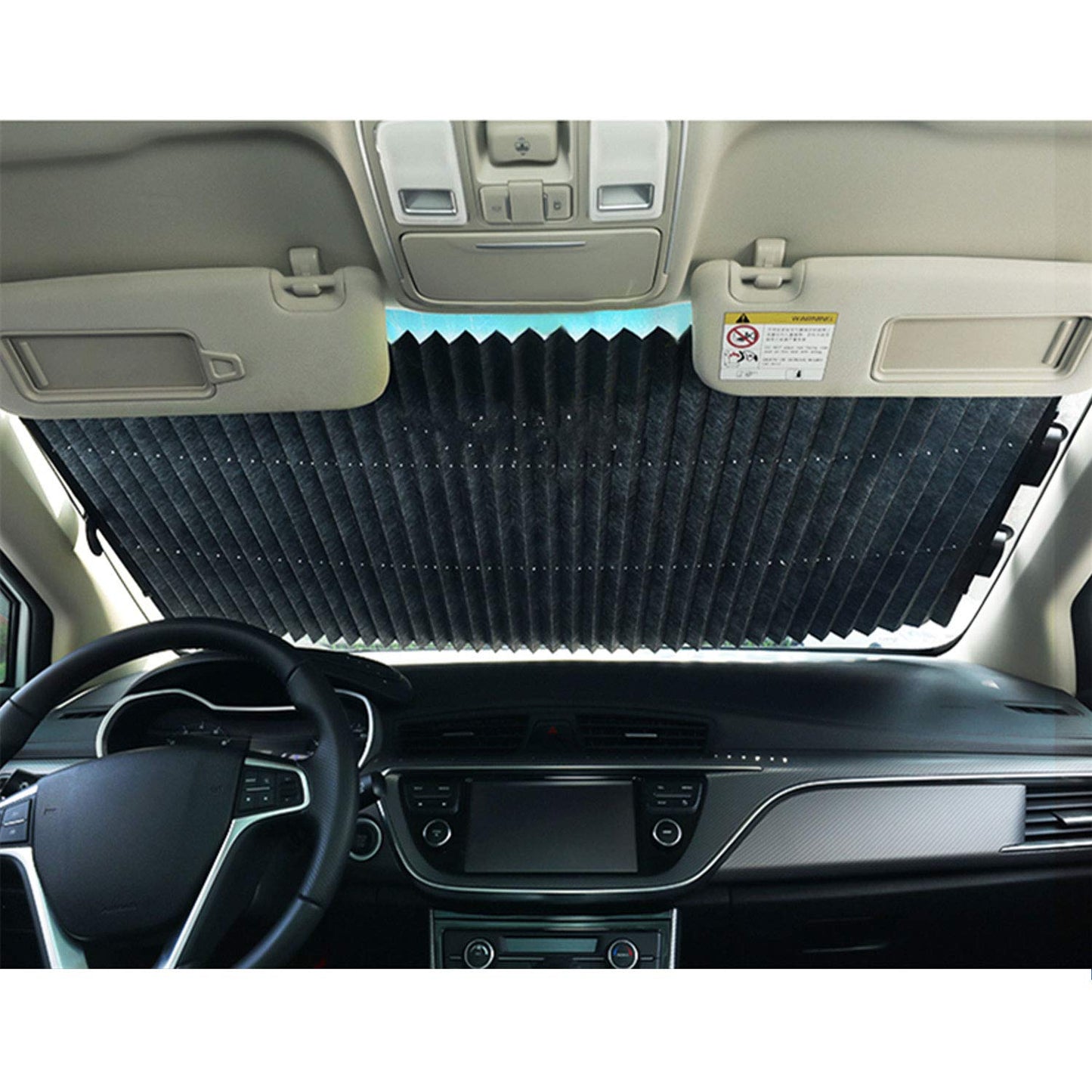 Retractable Windshield Sun Shade for Car, Large Sun Visor Protector Blocks 99% UV Rays to Keep Your Vehicle Cool, Auto Sunshade Fits Front Window of Various Models with Suction Cups 2021 New