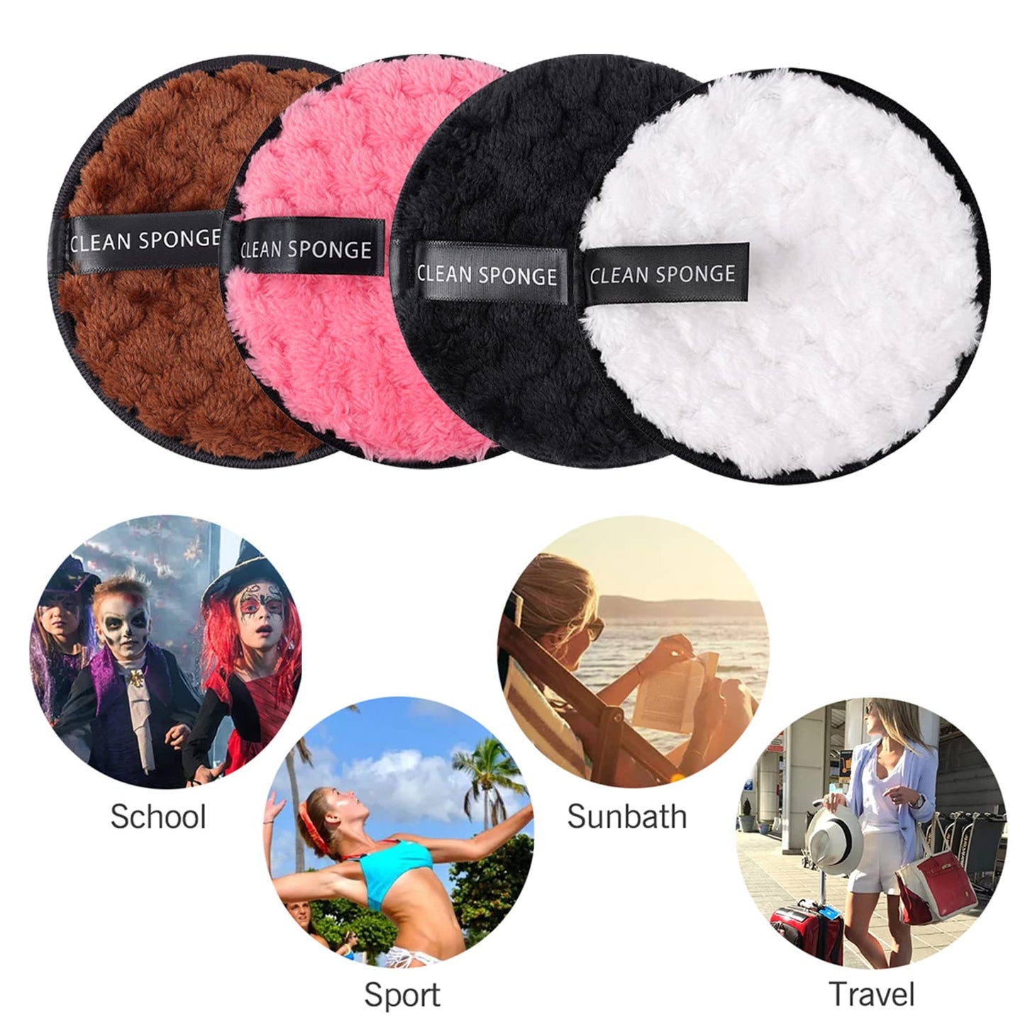 Pack of 8 Make-Up Pads Washable, Washable Make-Up Pads, Make-Up Wipes, Cotton Pads, Make Up Remover Pads with Mesh Laundry Bag, Reusable, for Facial Cleansing, Skin Care (Colour Random)