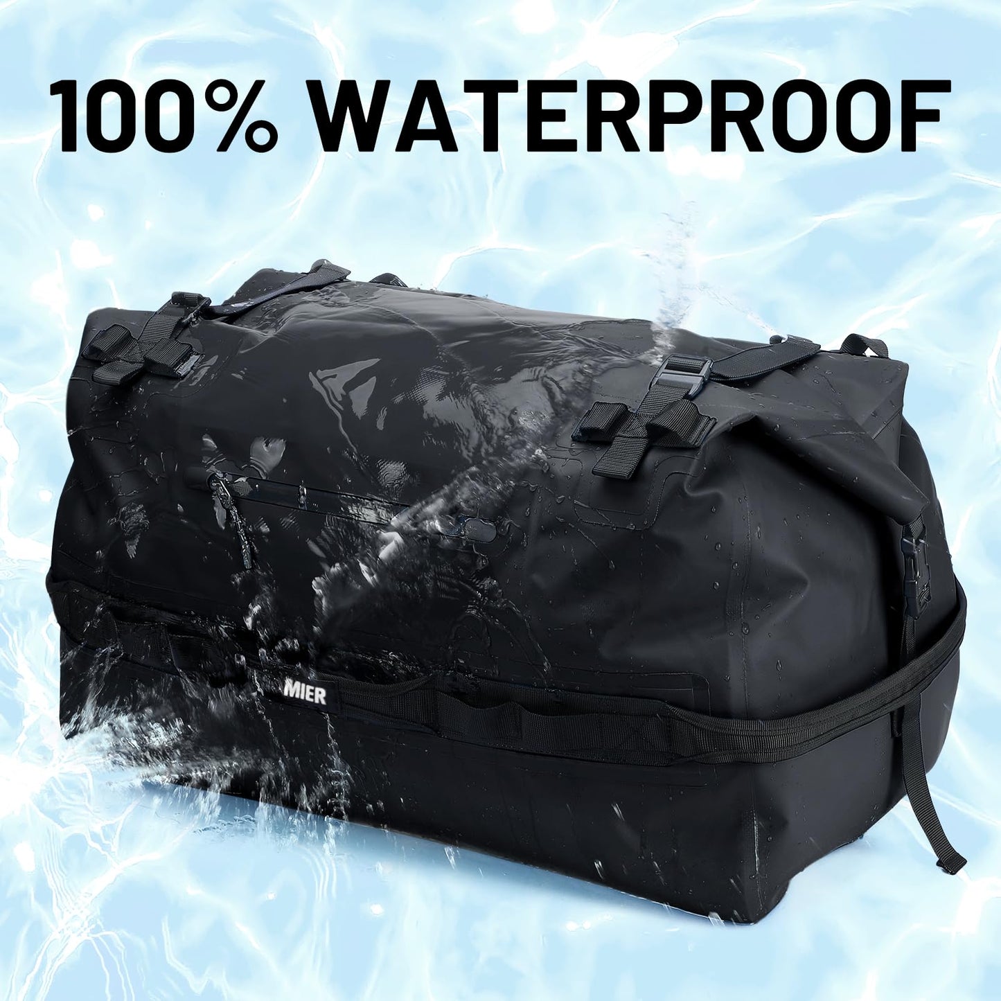 MIER Large Waterproof Duffel Bag Rolltop Dry Backpack Duffle Bags for Kayaking, Rafting, Boating, Swimming, Camping, Travel, Gym, Beach, 60L, Black