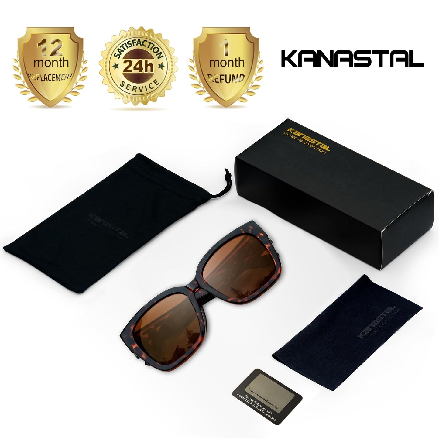 KANASTAL Over Glasses Sunglasses Polarized UV400 Protection for Women Men Oversized Shades Square Large Frame Design Fashion Trendy Accessories Tortoise Brown/Brown