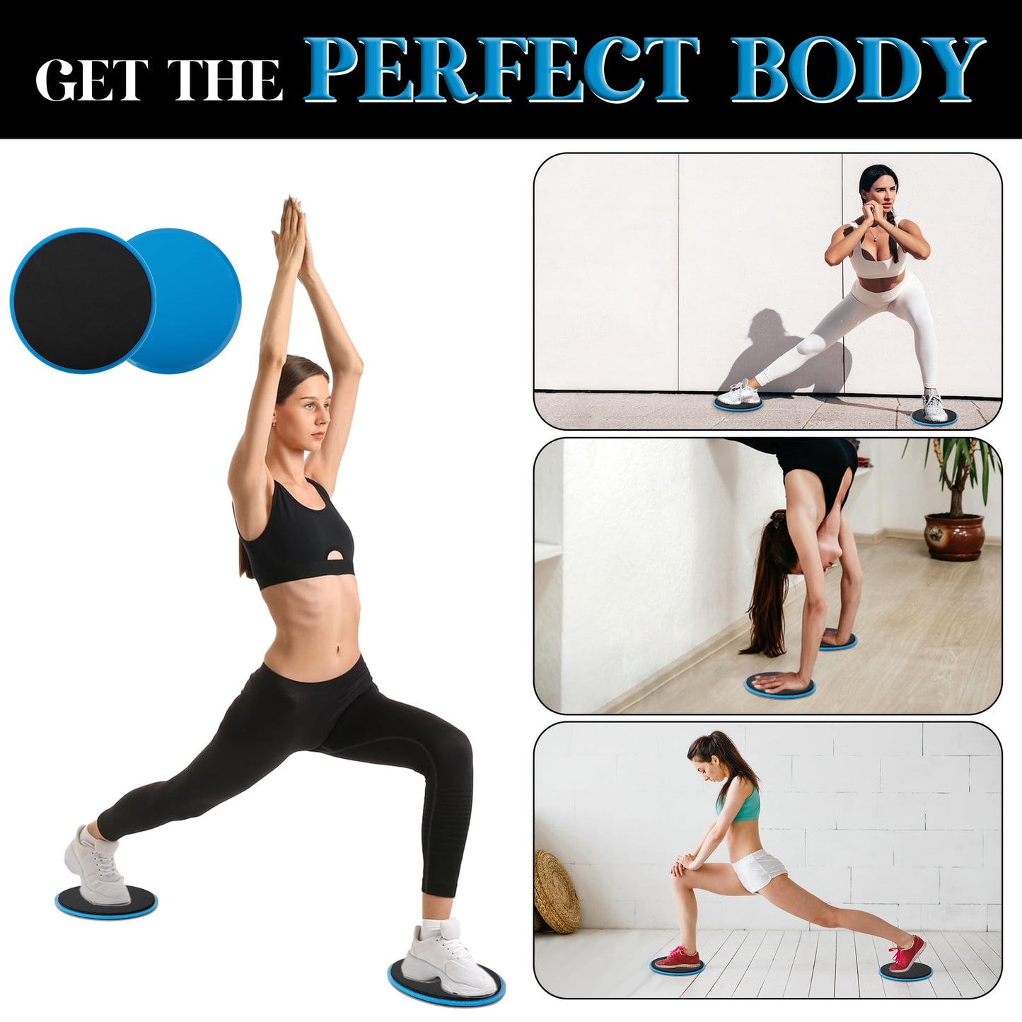 ZILLEEN Exercise Sliders for Working Out Blue Fitness Discs for Pilates Women Men, 2 Pack
