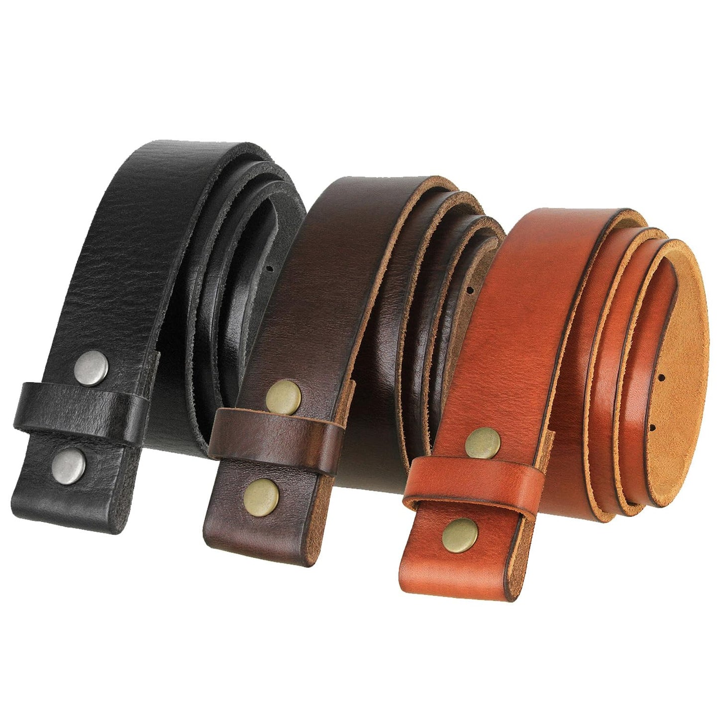 100% One-Piece Full Grain Leather Belt Strap with No Slot Hole 1-1/2"(38mm) Wide (Black, 34)