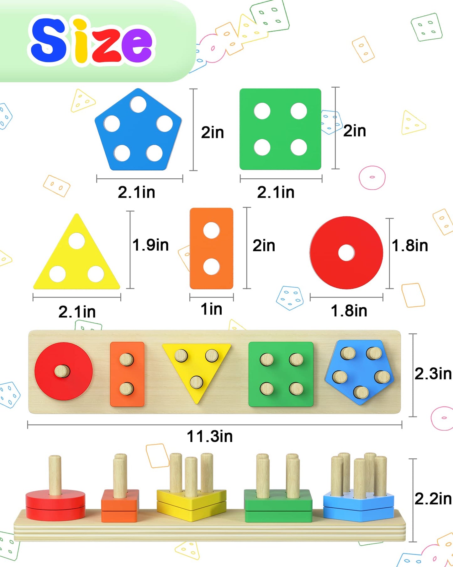 Yetonamr Montessori Toys for 1 2 3 Years Old Boys Girls Birthday Gifts, Wooden Sensory Toys for Ages 2-4 Kids Baby, Toddler Learning Toy Activities Puzzles Ages 1-3