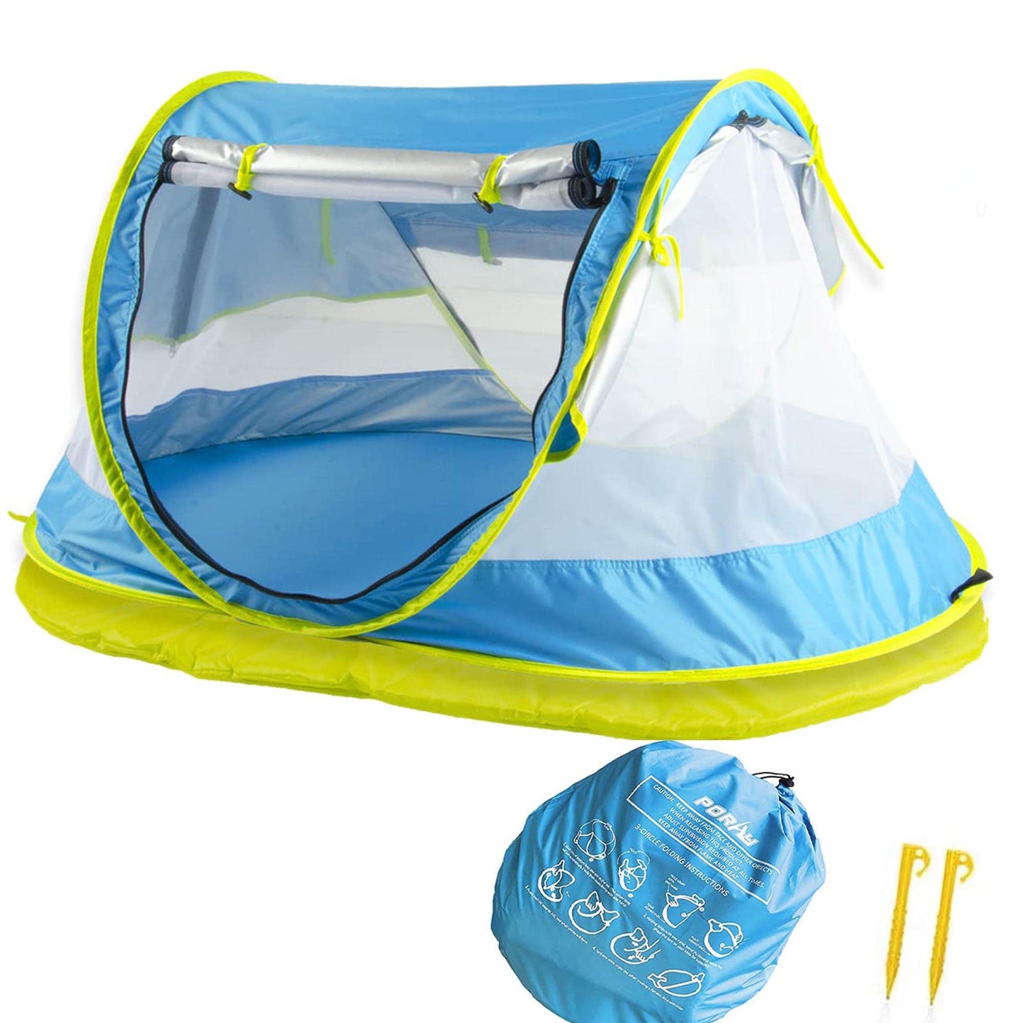 porayhut Portable Pop Up Kids Beach Tent with Mat UPF 50+ Sun Shelter for Mosquito Net,Large Sunshade Kids Travel Tent with Mat and 2 Stakes