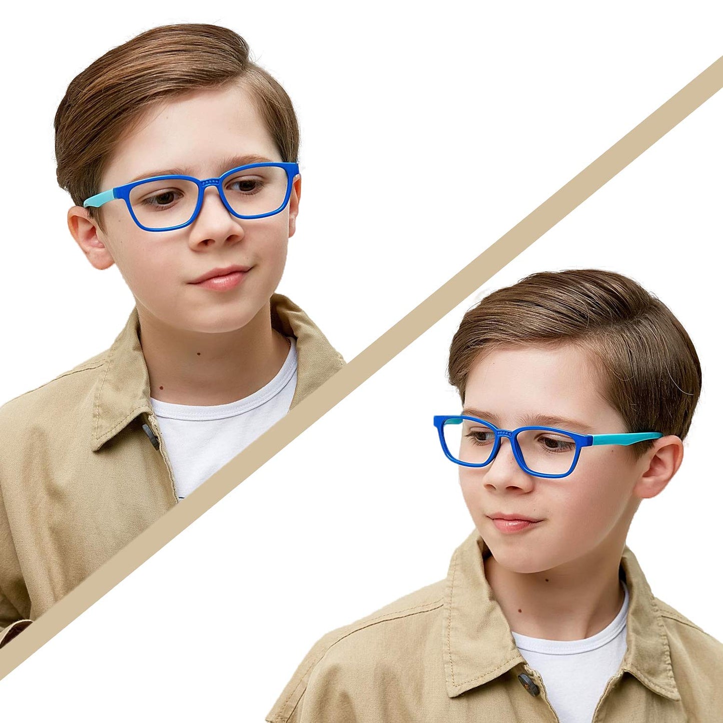 Okany Blue Light Glasses for Kids 3 Pack Anti Glare & Eye Strain Glasses Computer TV Phone Tablets UV Protection Glasses for Kids Boys Girls Age 3-12(Black + Transparent blue + Transparent)