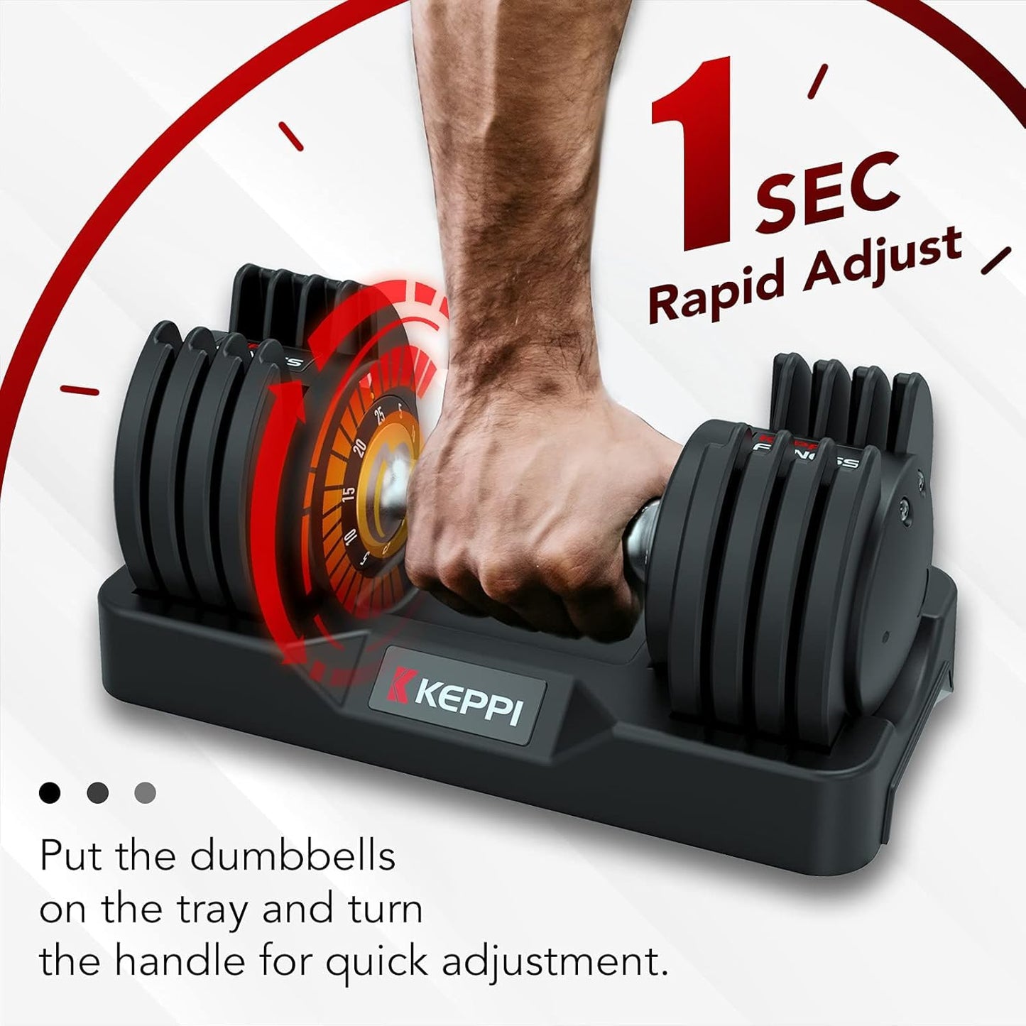 Keppi Adjustable Dumbbells Set, 25lb Pair Dumbbells with Anti-Slip Metal Handle for Exercise & Fitness Fast Adjust Weight for Full Body Workout Fitness