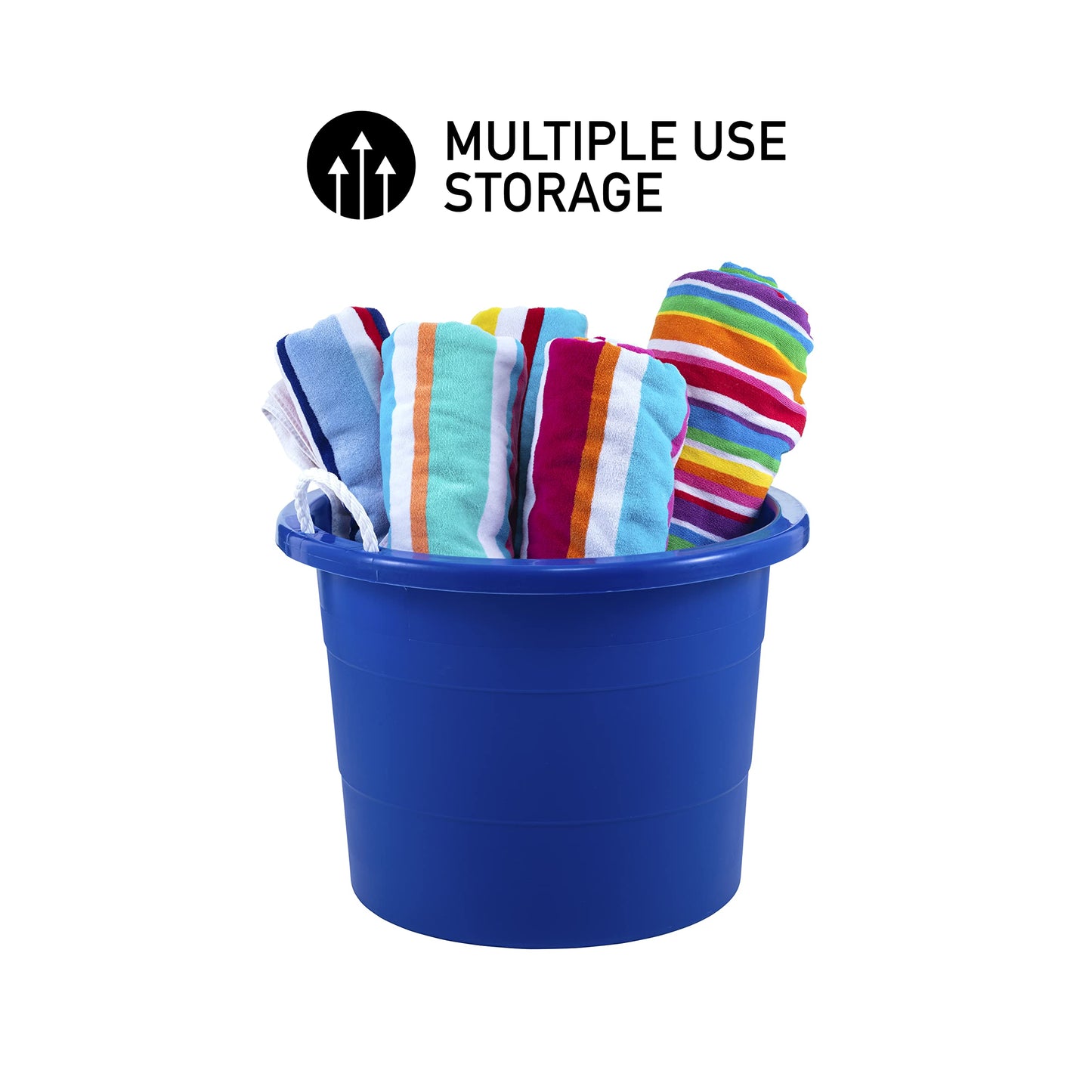 United Solutions Easy-Access Storage Rope Handle Tub, 19 Gallon, Blue, 2 Count (TU0335)
