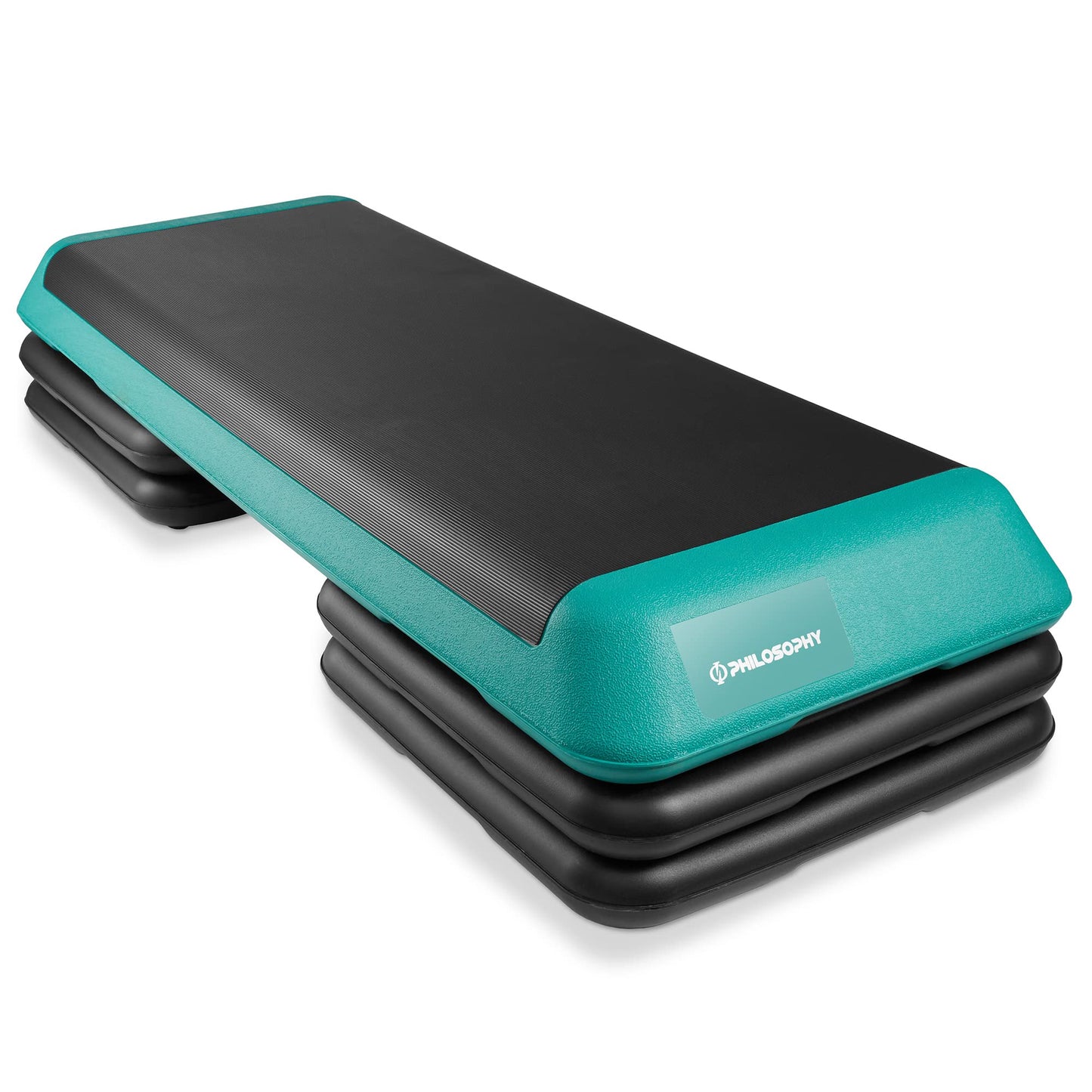 Philosophy Gym Aerobic Exercise Adjustable Step Platform, Health Club Size, with 4 Risers - Green