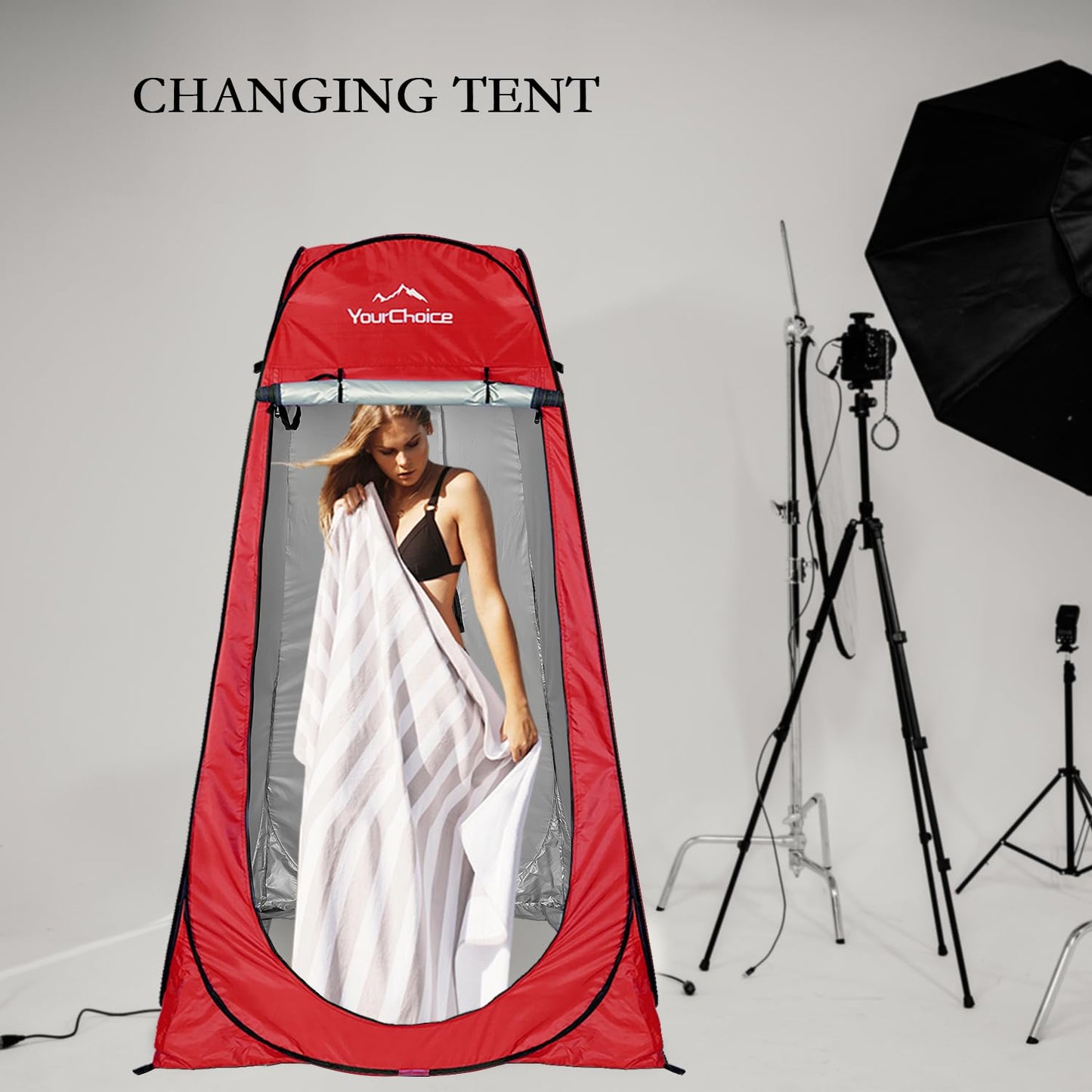 Your Choice Pop Up Privacy Shower Tent - Portable Changing Tent for Camping, Beach & Hiking - 6.2FT Lightweight with Carry Bag, Quick Setup & Full Coverage - Red