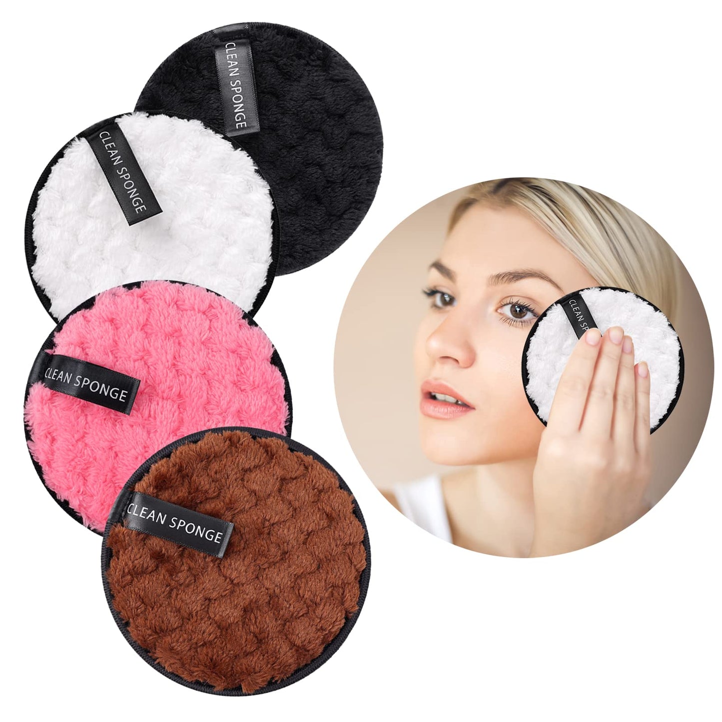Pack of 8 Make-Up Pads Washable, Washable Make-Up Pads, Make-Up Wipes, Cotton Pads, Make Up Remover Pads with Mesh Laundry Bag, Reusable, for Facial Cleansing, Skin Care (Colour Random)