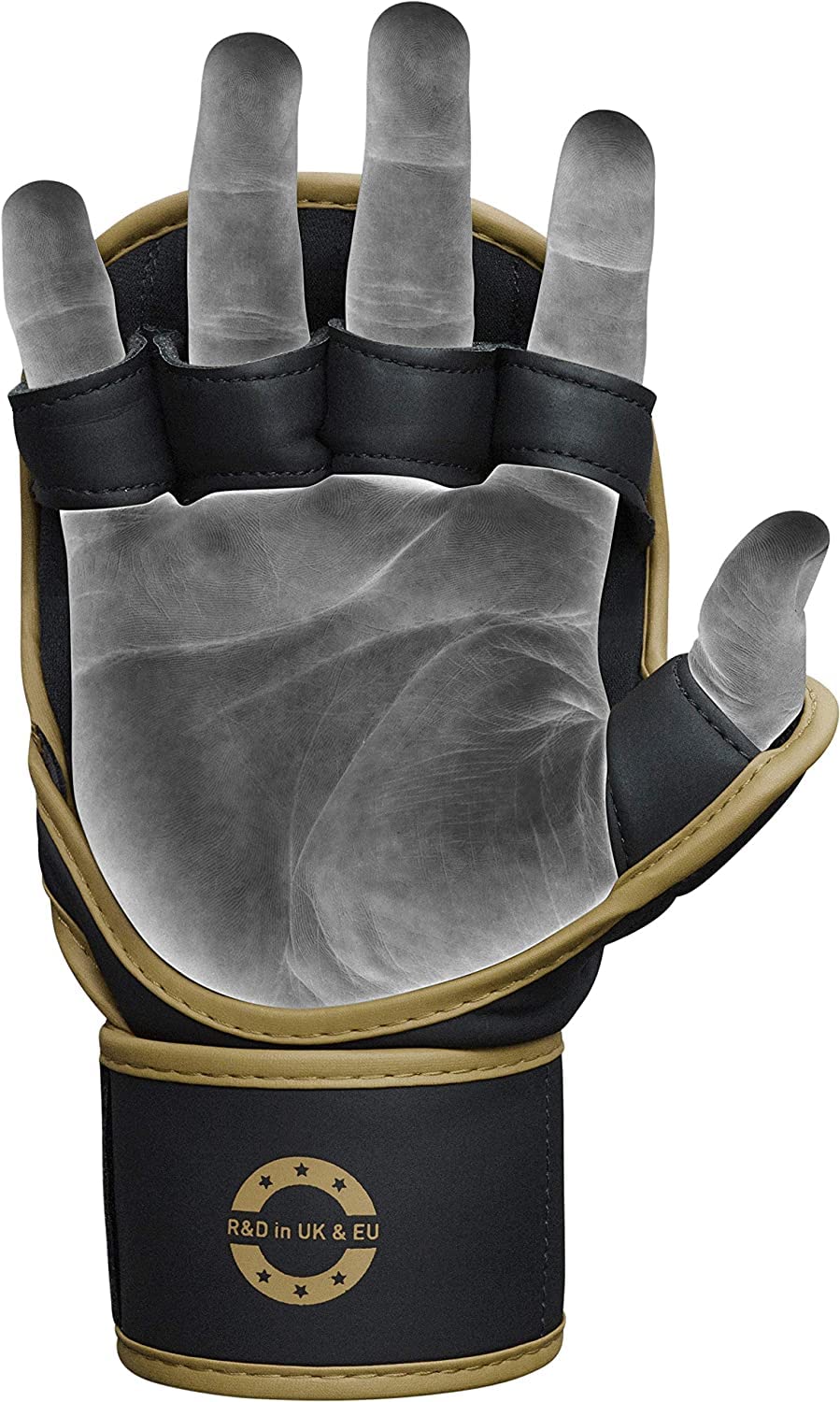 RDX MMA Gloves Sparring Grappling, Hybrid Open Palm Martial Arts Mitts Men Women, Maya Hide Leather Wrist Support, Cage Fighting Combat Sports Boxing Glove Training, Muay Thai, Punching Bag Kickboxing