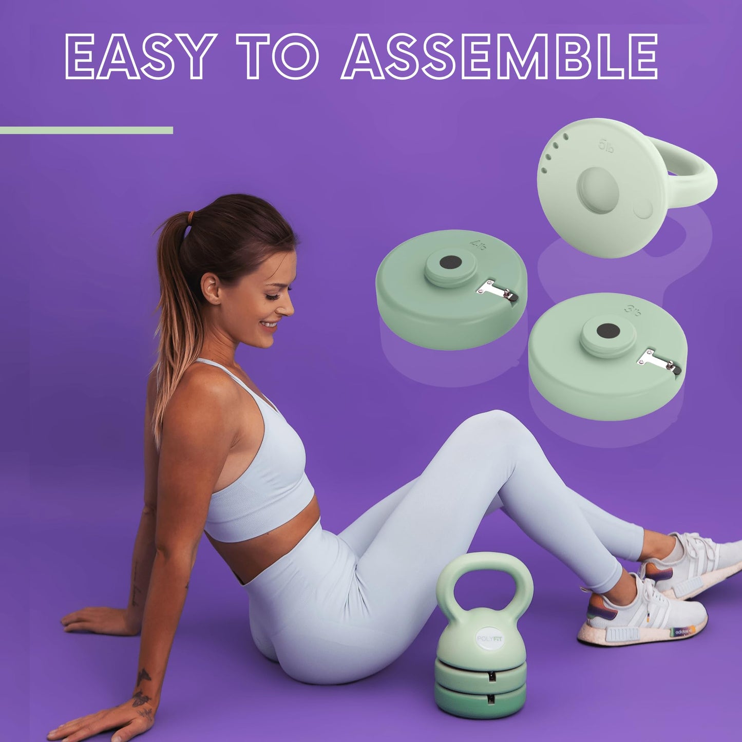 Polyfit Adjustable Kettlebell | 5 lb - 12 lb | Kettlebell Weights Set for Home Gym (GREEN)