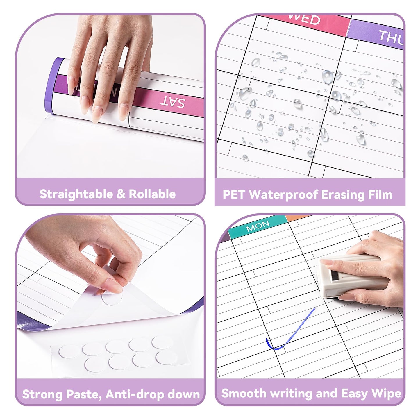 Large Dry Erase Calendar For Wall - Undated 3 Month Calendar, 28'' x 40'', Erasable & Reusable Laminated White Board With 8 Round Stickers, Vertical Layout for Office, Classroom and Home