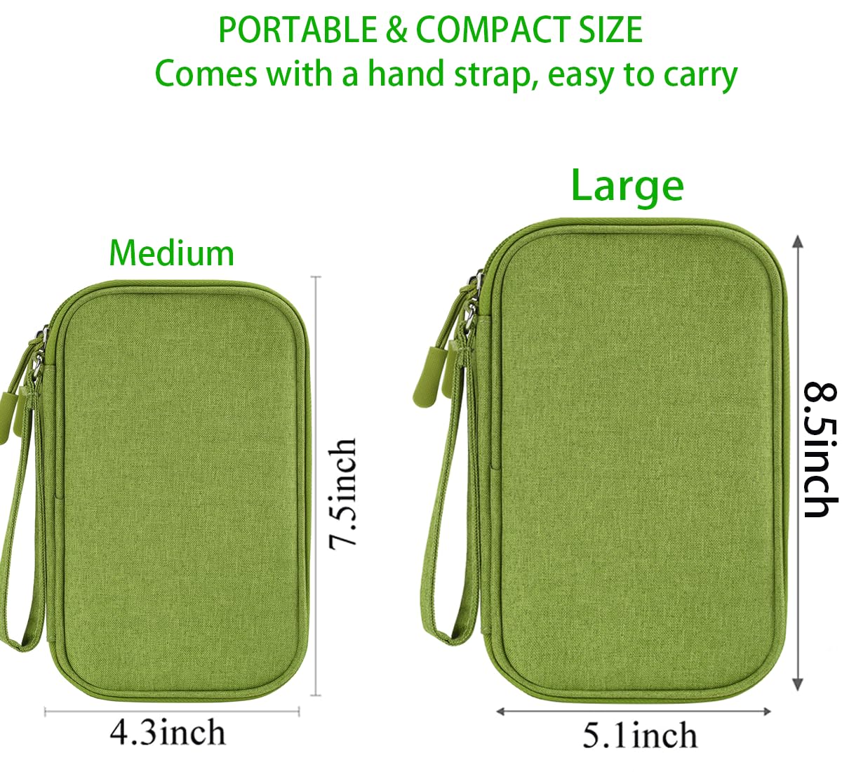 CAAORDKSO Electronic Organizer Travel Cable Accessories Bag, Case for Cable, Cord, Charger, Phone, Power Bank, Earphone (Grass Green, Medium)