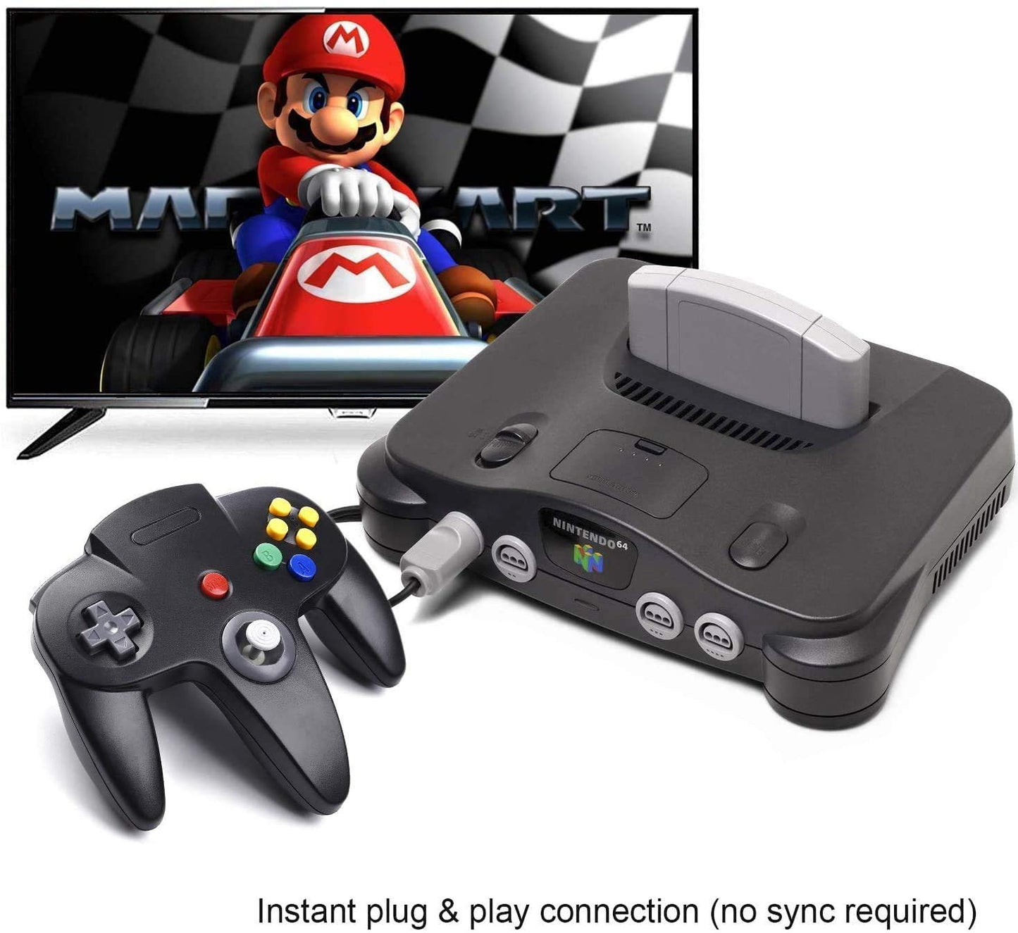 2xClassic N64 Controller,kiwitata Retro Wired N64 Gamepad Controller Joystick for N64 Video Console Games System Black+Gray