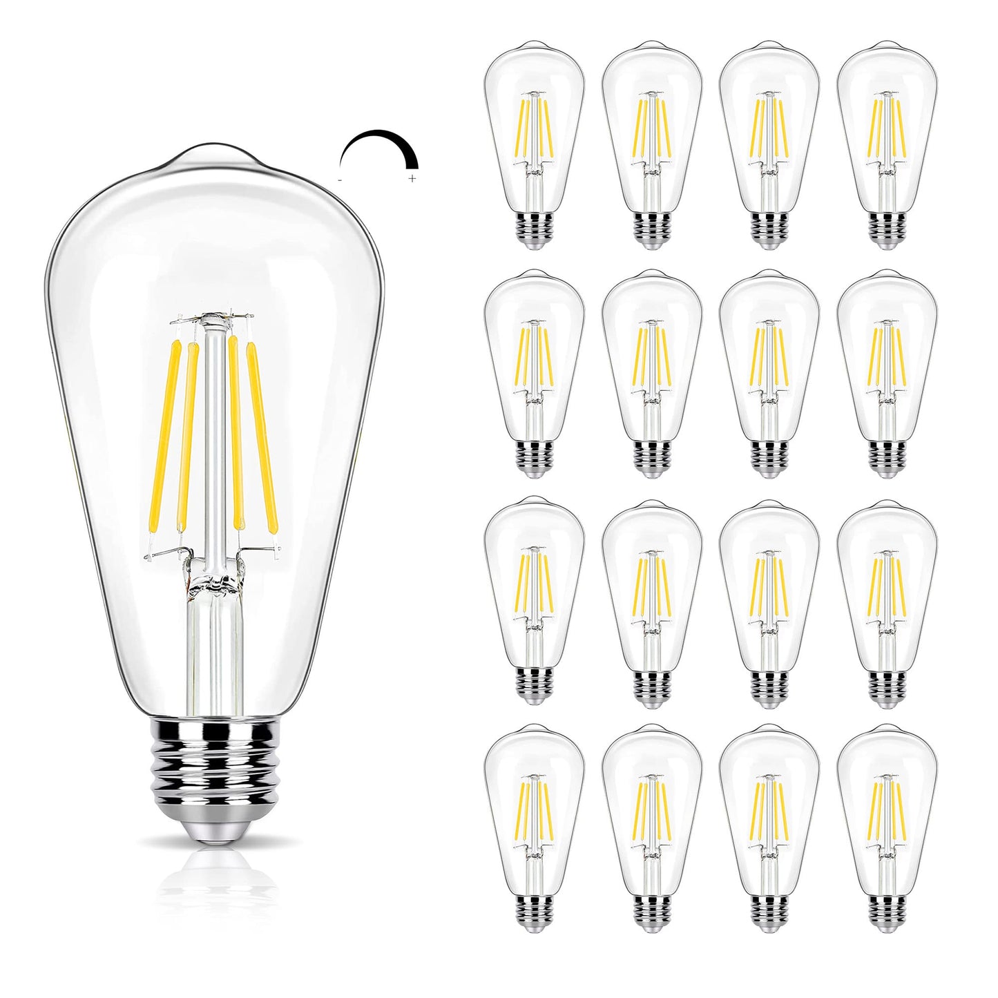 winsaLED 16 Pack LED Edison Bulbs 40W Equivalent, 4000K Cool White Dimmable ST19 Light Bulb, 4W LED Filament Bulb, 450LM E26 Vintage Bulbs for Ceiling Light Fixtures