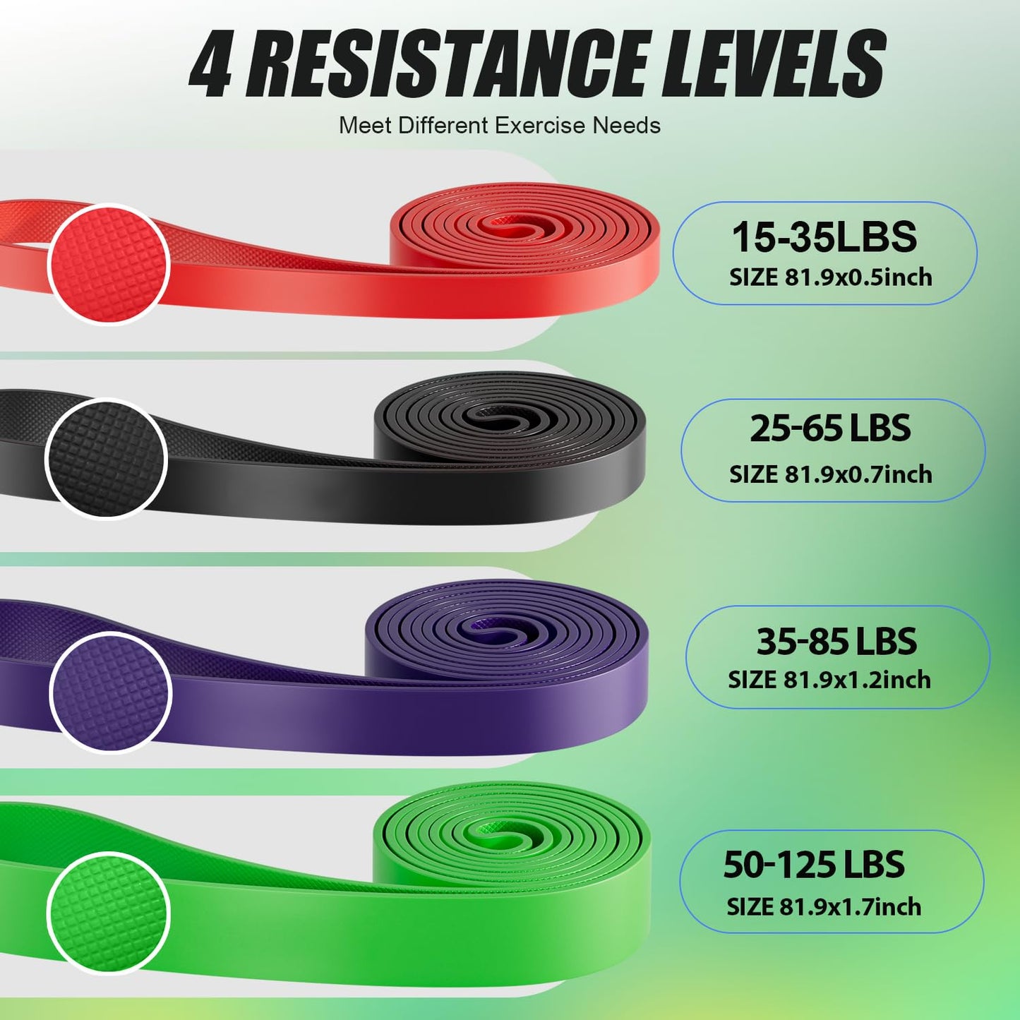 WHATAFIT Resistance Bands, Pull Up Assistance Bands, Exercise Bands, Workout Bands Set for Men and Women Home Fitness, Body Stretching, Strength Training, Physical Therapy