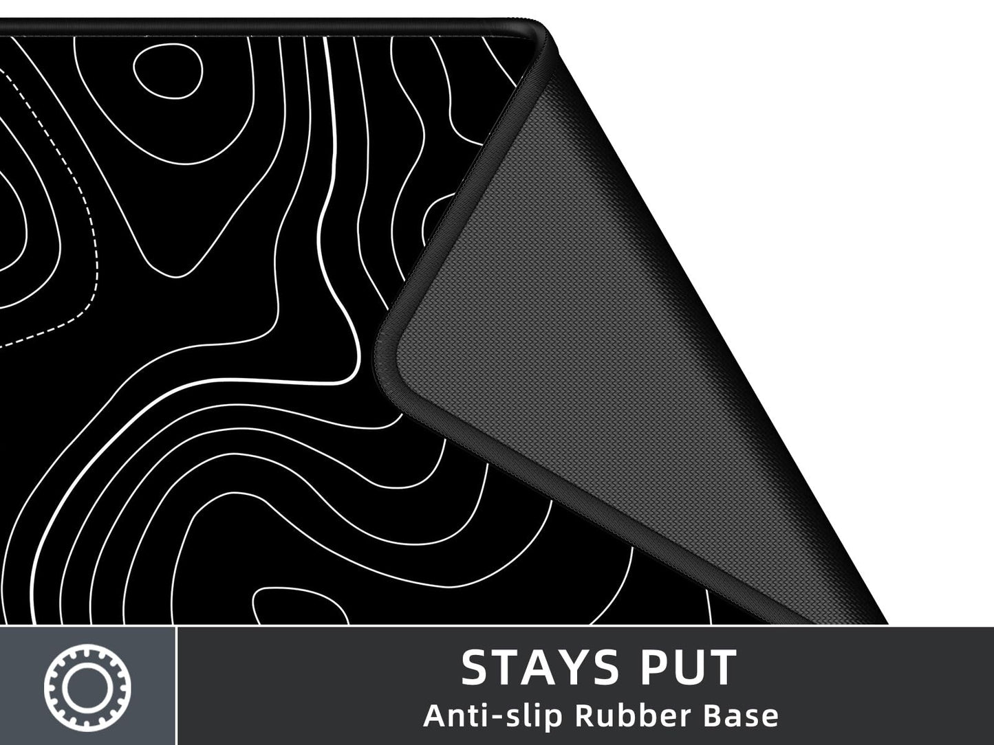 Rinaze Extra Large Gaming Mouse Pad with Black Topographic, XXL Mousepad, Big Mouse Mat Desk Pad, Non Slip Keyboard Pad for Gaming Computer Laptop PC Office Desk Accessories