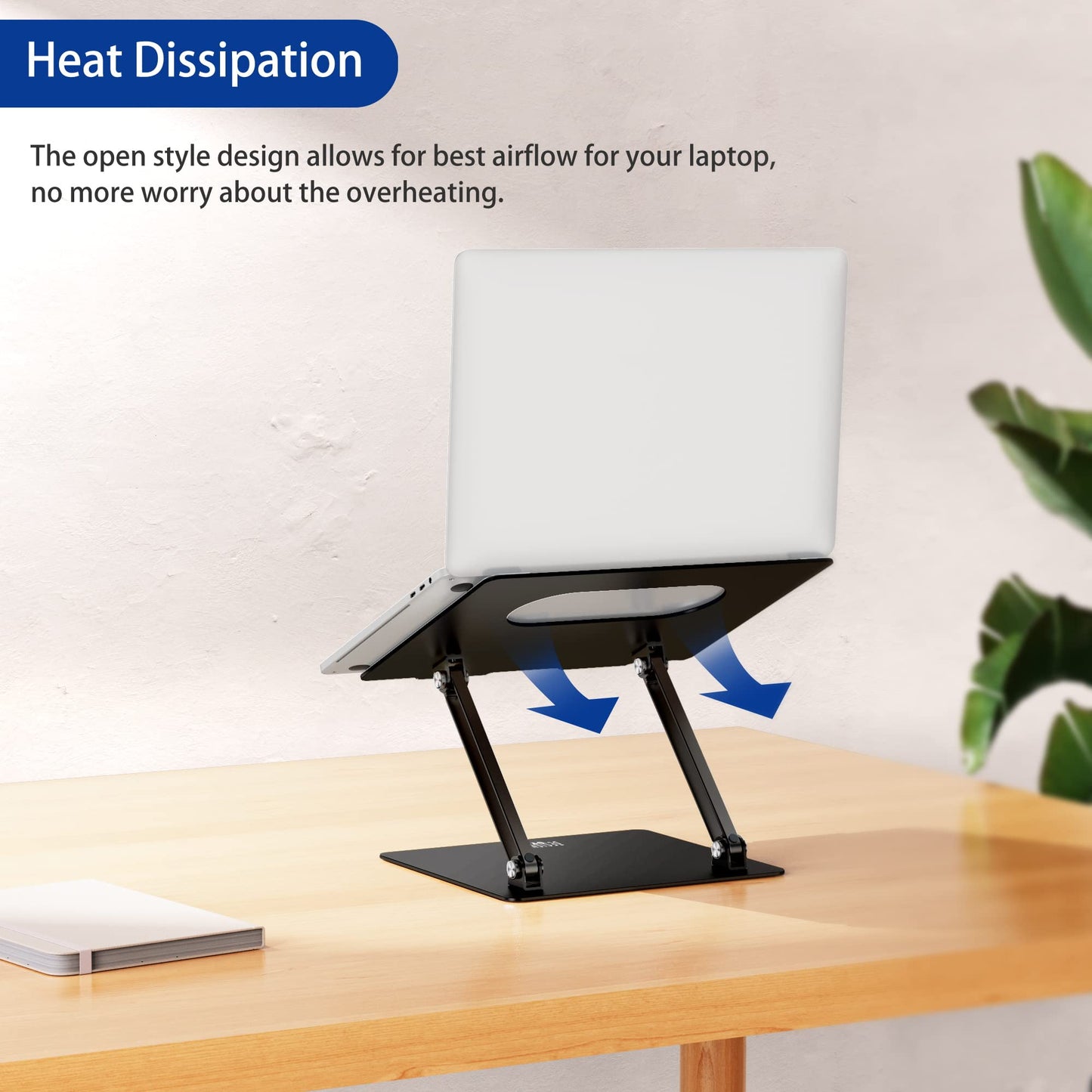 BESIGN LS10 Aluminum Laptop Stand, Ergonomic Adjustable Notebook Stand, Computer Holder Compatible with Air, Pro, Dell, HP, Lenovo More 10-14" Laptops, Black