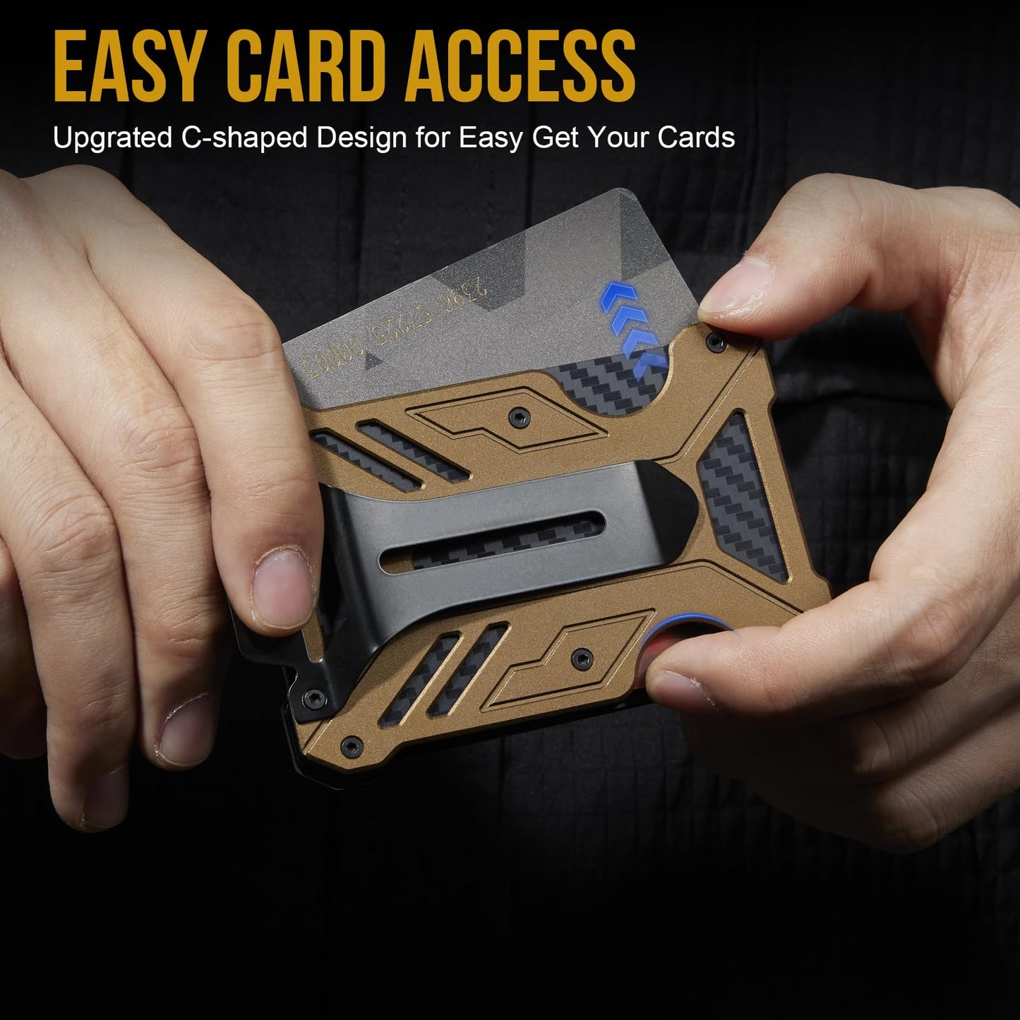 1TG Tactical Minimalist Slim Wallet with Moeny Clip, Front Pocket RFID Blocking Wallet Cash Holder, Versatile Credit Card Orgainzer, ID Card Badge Holder for Men
