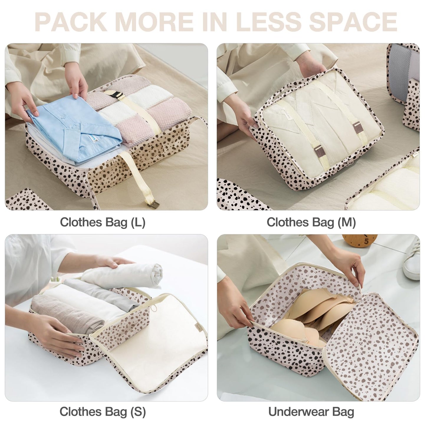 8 Set Packing Cubes for Suitcases, Packing Cube with Shoe, Cosmetics, Clothing, and Accessories Bags Packing Cubes for Travel Luggage Organizer(Leopard)