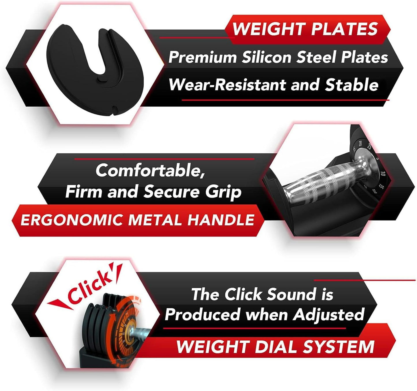 Keppi Adjustable Dumbbells Set, 25lb Pair Dumbbells with Anti-Slip Metal Handle for Exercise & Fitness Fast Adjust Weight for Full Body Workout Fitness