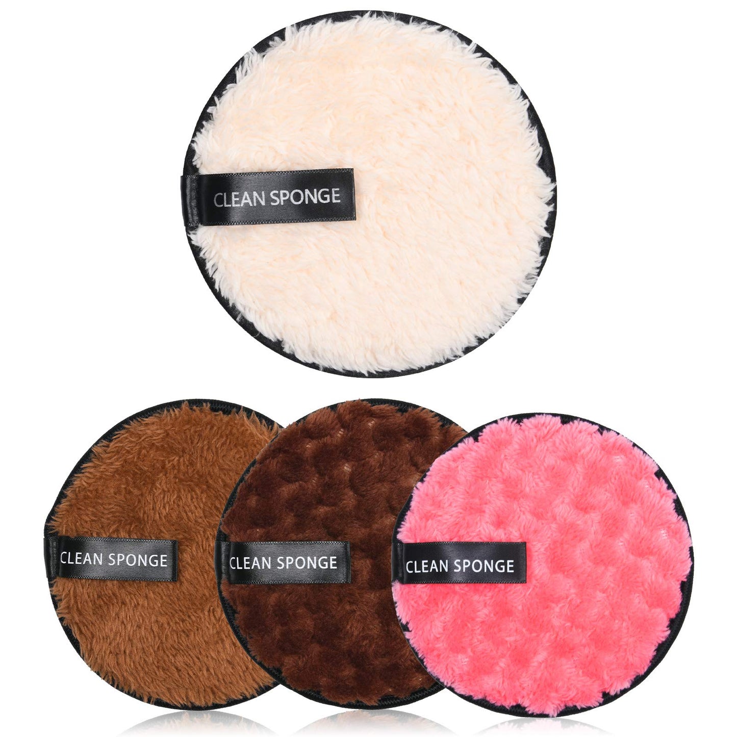 URAQT Makeup Remover Pads, 4 Pack Reusable Large Double-sided Face Cleansing Cloths, Washable Microfibre Cotton for Eyes, Suits All Skin Types