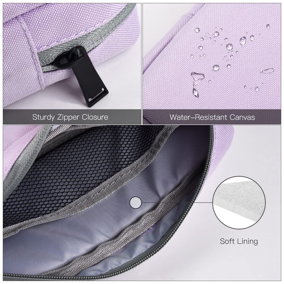 Universal Electronics Accessories Bag Pouch, 2-Pack Portable Soft Carrying Case Bag Wire Cable Organizer for Hard Drive, Power Adapter, Laptop Mouse, Cosmetics Kit, Cell Phone, Small+Big-Purple
