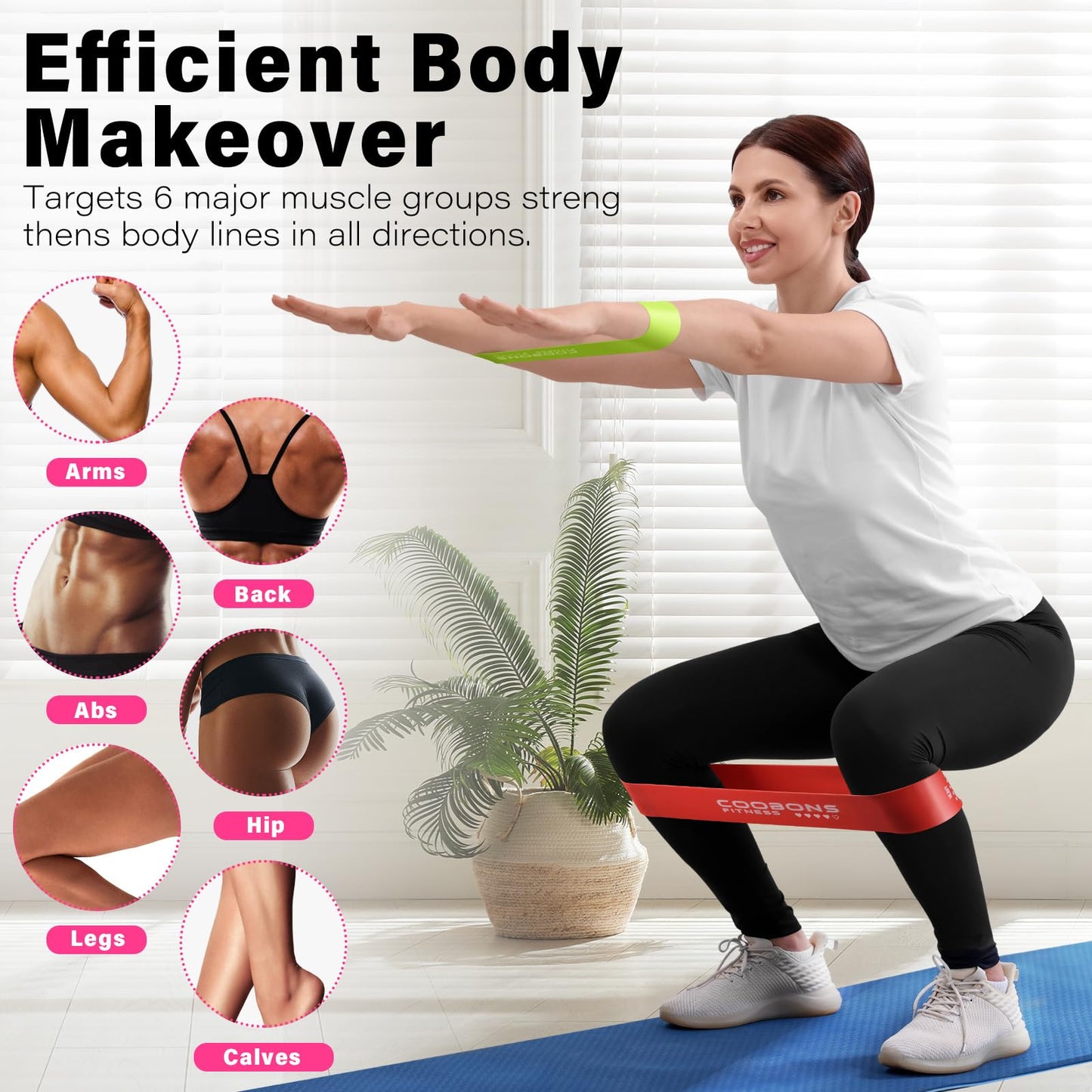 Resistance Bands for Working Out, Exercise Bands for Women & Men, Latex Elastic Bands for Yoga, Pilates, Rehab, Fitness and Home Workout, Strength Bands for Booty
