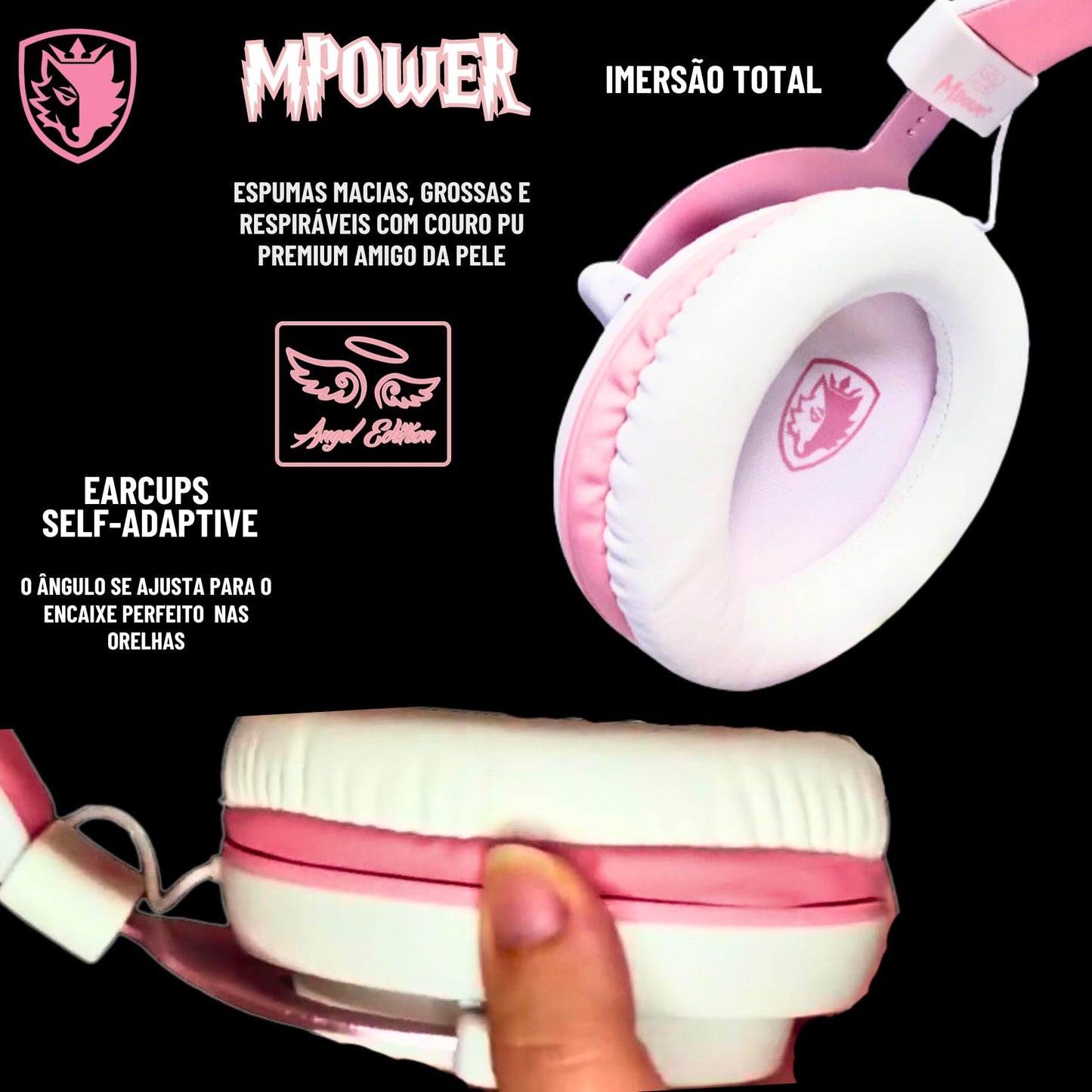 SADES MPOWER Stereo Gaming Headset for PS4, PC, Mobile, Noise Cancelling Over Ear Headphones with Retractable and Flexible Mic & Soft Memory Earmuffs for Laptop Nintendo Switch Games-Angel Edition