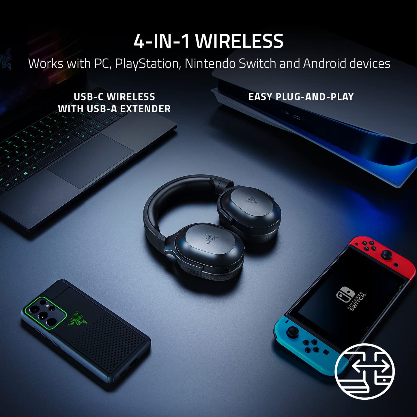 Razer Barracuda X Wireless Multi-Platform Gaming and Mobile Headset (2021 Model): 250g Ergonomic Design - Detachable HyperClear Mic - 20 Hr Battery - Compatible w/PC, PS5, Switch, & Android - Black