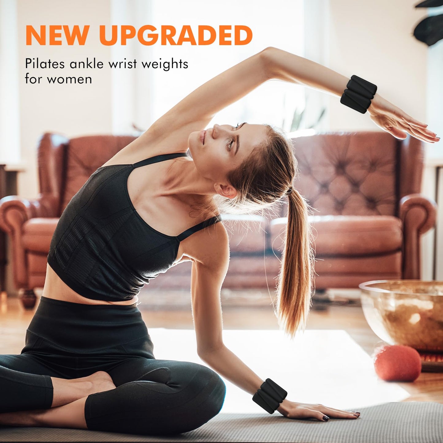 Wrist Weights, Ankle Weights for Women Men, Adjustable Wrist Weighted Bracelet for Home Gym Workout, Running, Yoga, Exercise, Strength Training, Set of 2 (1LB Each)-Black