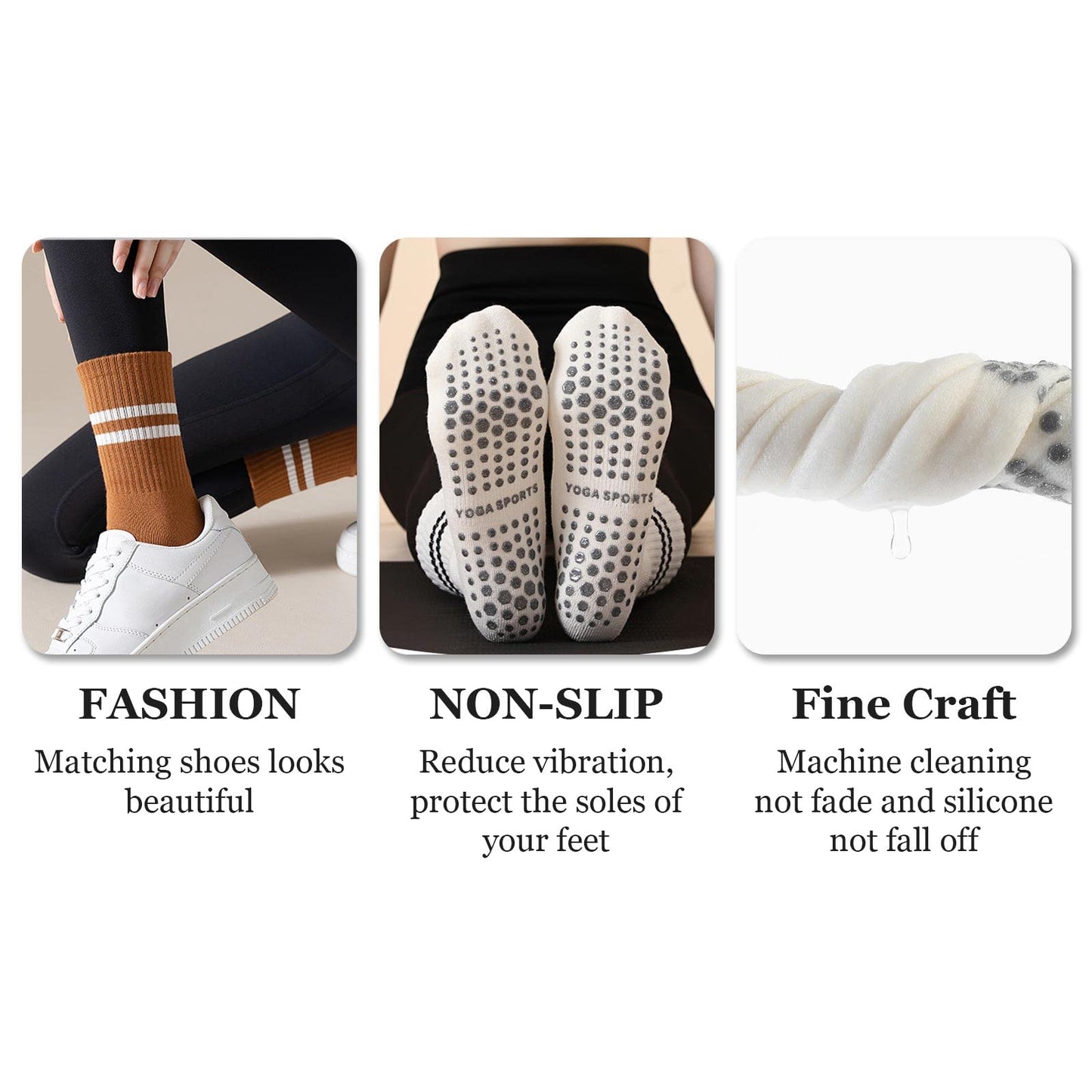 Flydo Yoga Socks Pilates for Women with Grips, Non-Slip Socks for Pilates, Barre, Ballet, Fitness,Dance, Workout