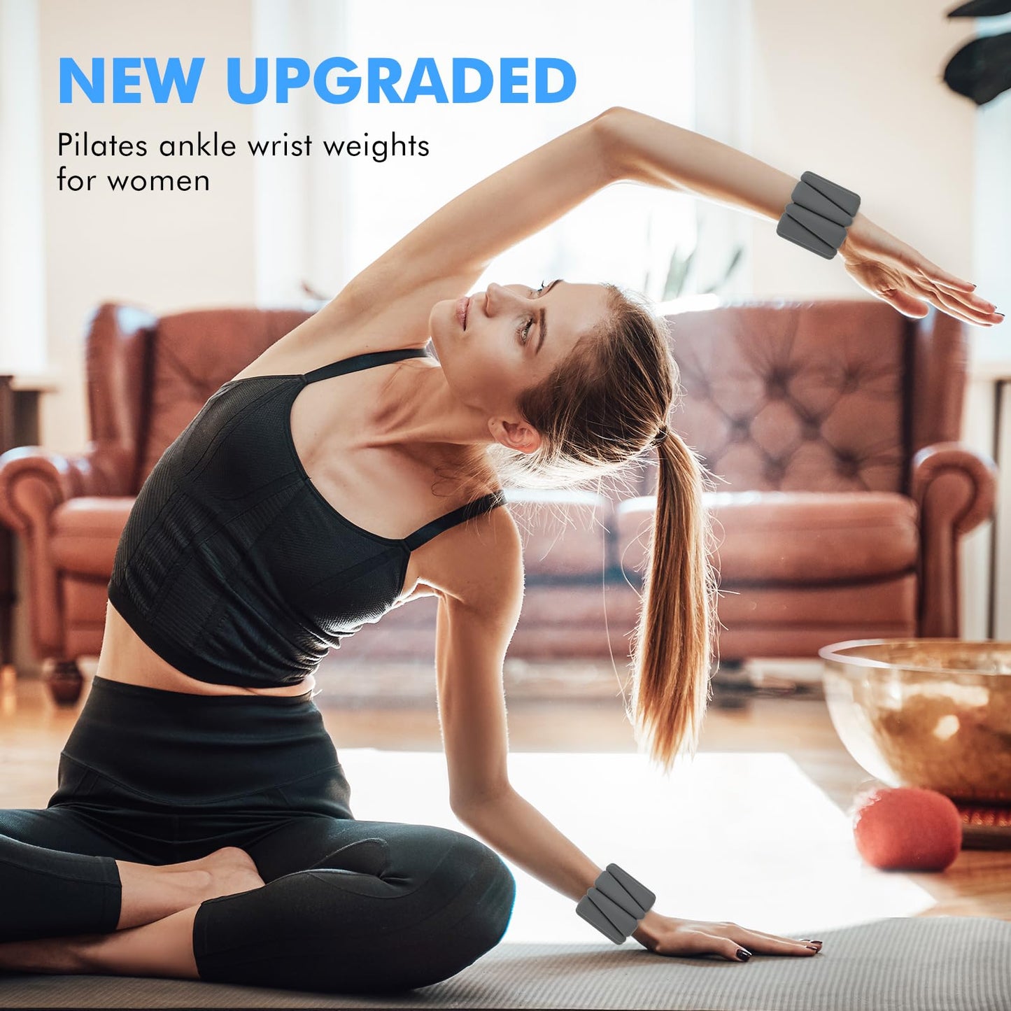 Wrist Weights, Ankle Weights for Women Men, Adjustable Wrist Weighted Bracelet for Home Gym Workout, Running, Yoga, Exercise, Strength Training, Set of 2 (1LB Each)-Grey
