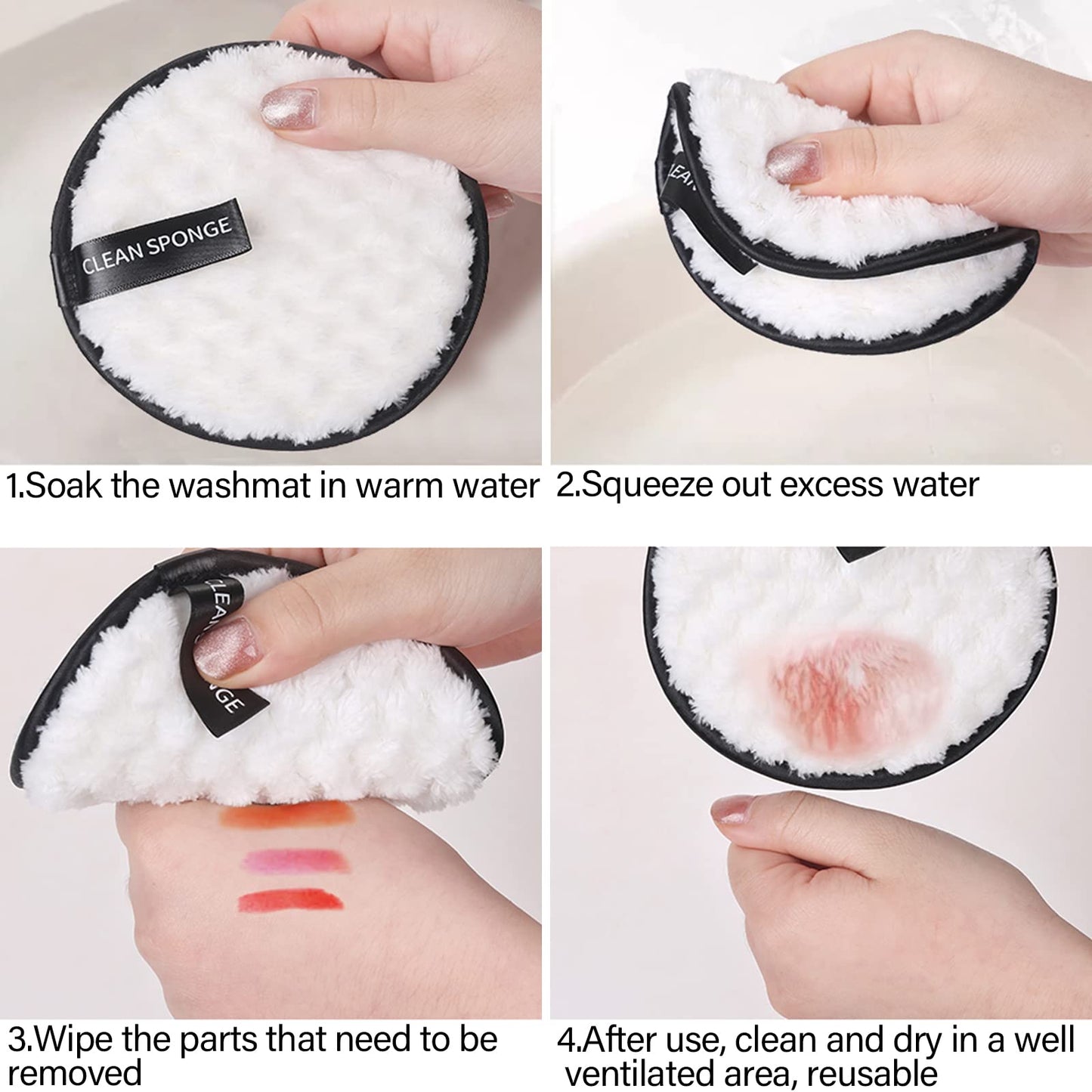 Pack of 8 Make-Up Pads Washable, Washable Make-Up Pads, Make-Up Wipes, Cotton Pads, Make Up Remover Pads with Mesh Laundry Bag, Reusable, for Facial Cleansing, Skin Care (Colour Random)