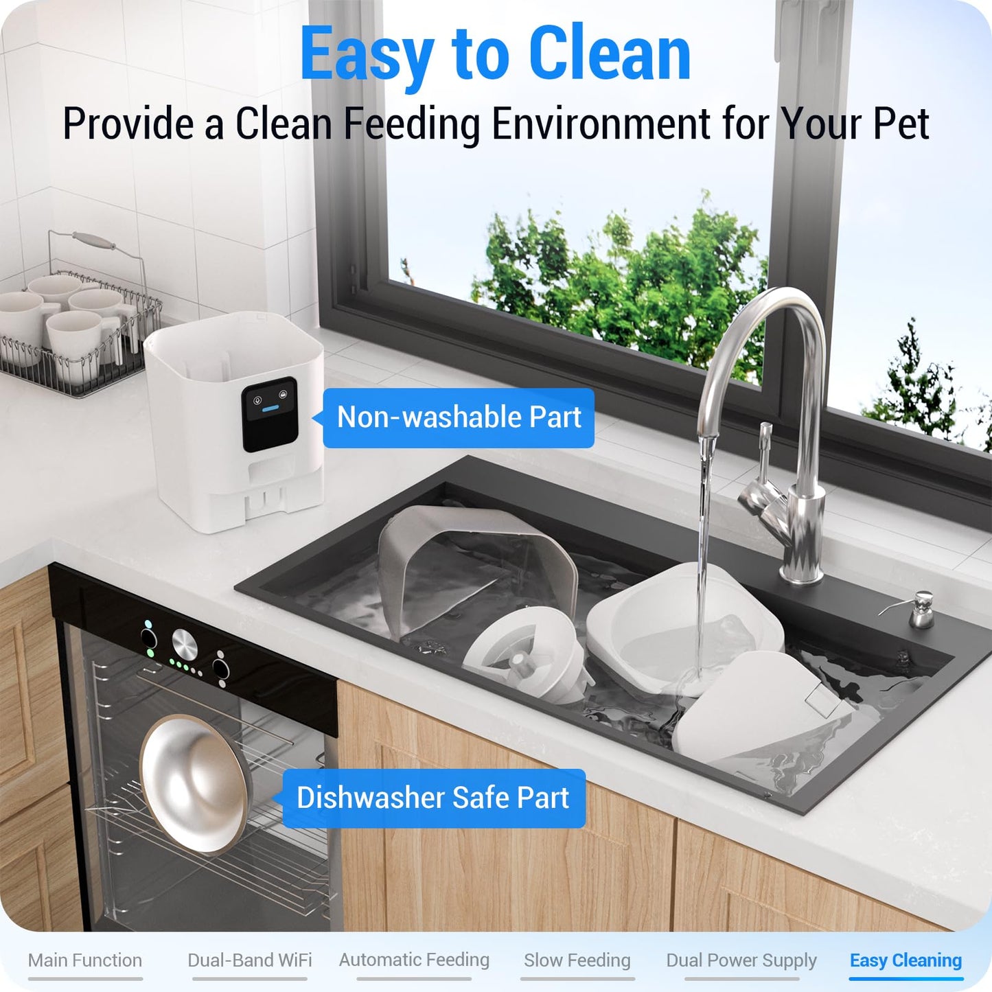 Frienhund Automatic Cat Feeder with Slow Feed: 5G WiFi Automatic Dog Feeder with Large Pet Food Storage, Auto Cat Food Dispenser with Alexa for Multiple Pets, Detachable for Easy Cleaning - 29 Cup(7L)