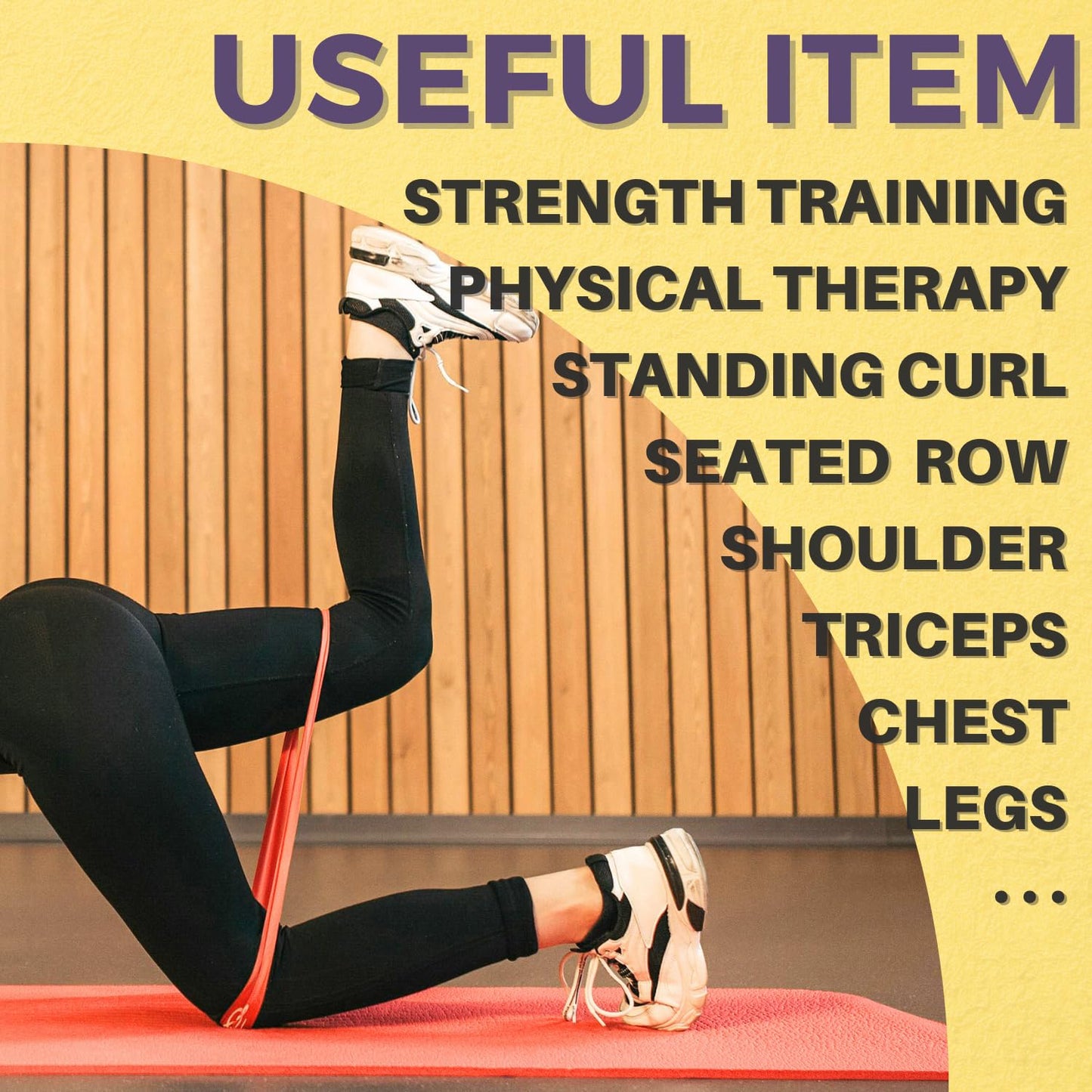 LEZER Resistance Bands for Working Out, Exercise Band, Pull Up Band, Elastic Band, Stretching, Training, Gym, Physical Therapy, Fitness, Workout, Yoga, with Instruction, 5-15 lbs, Yellow