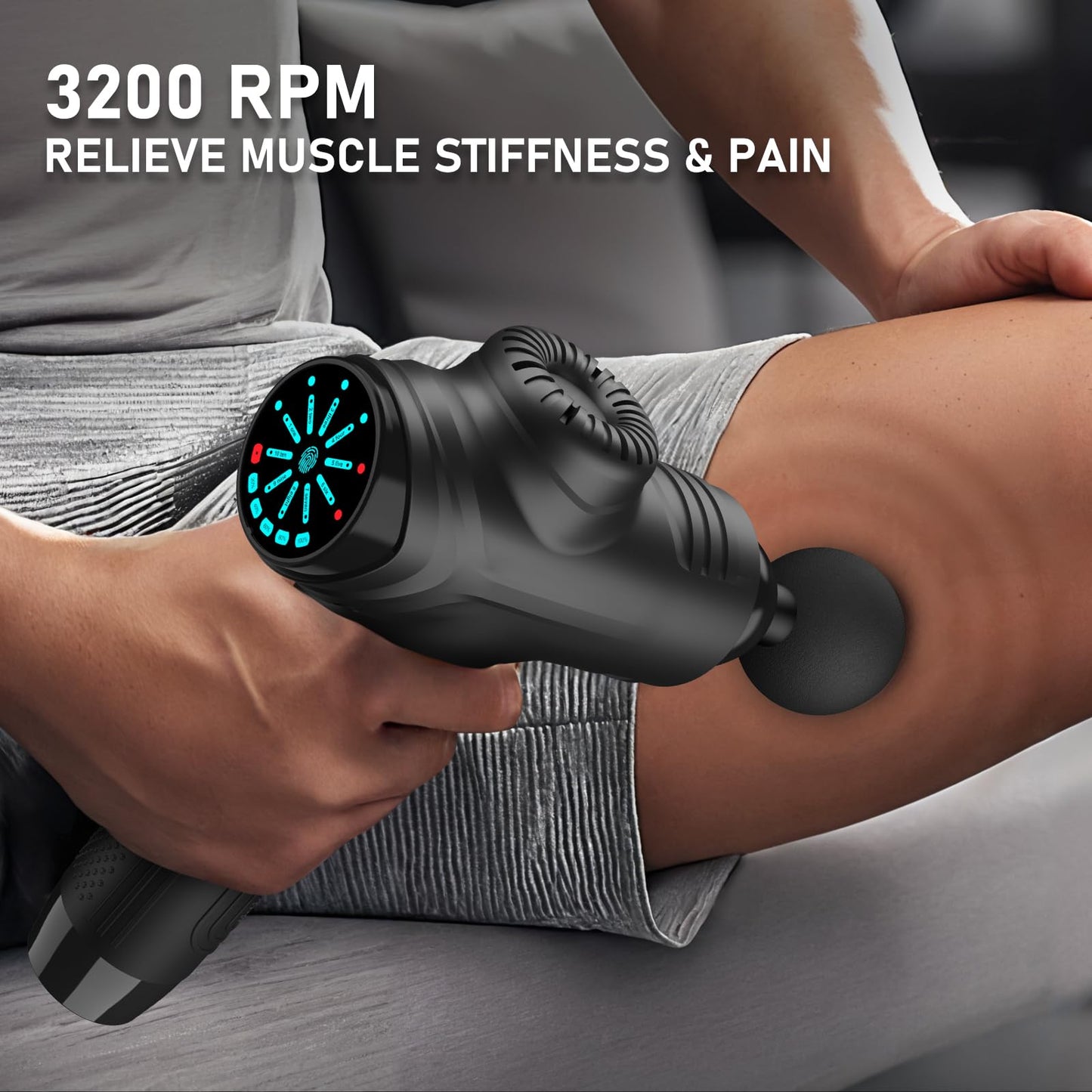 RAEMAO Massage Gun, Handheld Electric Deep Tissue Muscle Massager for Athletes for Pain Relief Attaching 8 Replacement Heads, Percussion Massager with 10 Speeds, Father's Day Gifts, Black