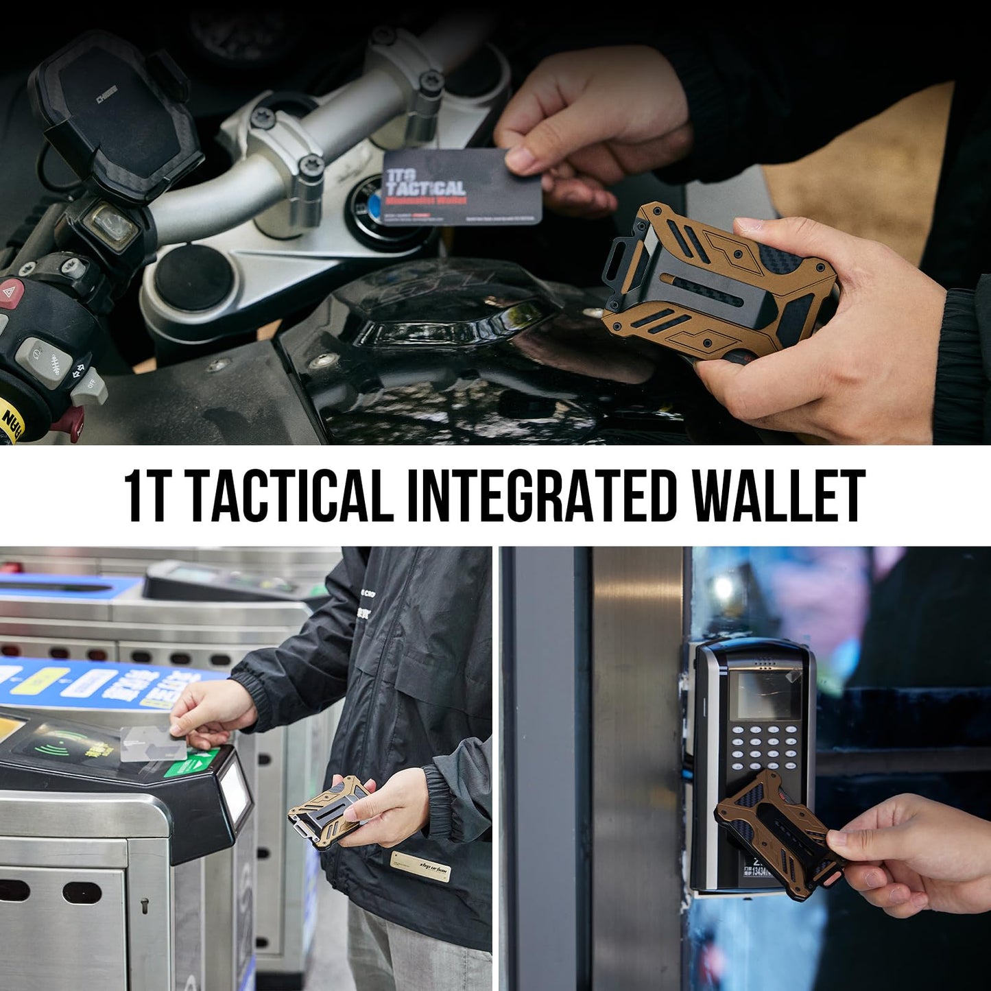 1TG Tactical Minimalist Slim Wallet with Moeny Clip, Front Pocket RFID Blocking Wallet Cash Holder, Versatile Credit Card Orgainzer, ID Card Badge Holder for Men