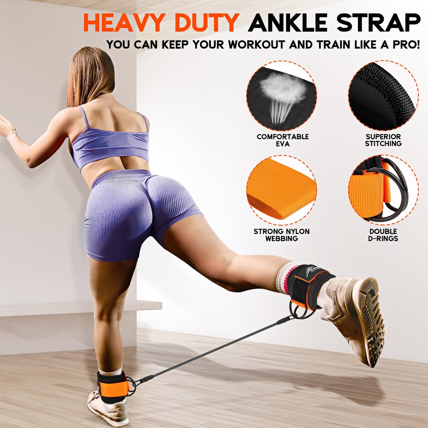 HPYGN Ankle Resistance Bands with Cuffs, Ankle Bands for Working Out, Resistance Bands for Leg Butt Training Exercise Equipment for Kickbacks Hip Gluteus Training, Ankle Strap with Exercise Bands