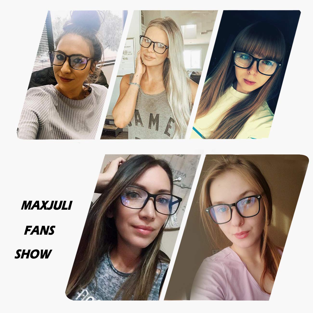 Maxjuli Blue Light Blocking Glasses,Computer Reading/Gaming/TV/Phones Glasses for Women Men(Transparent)