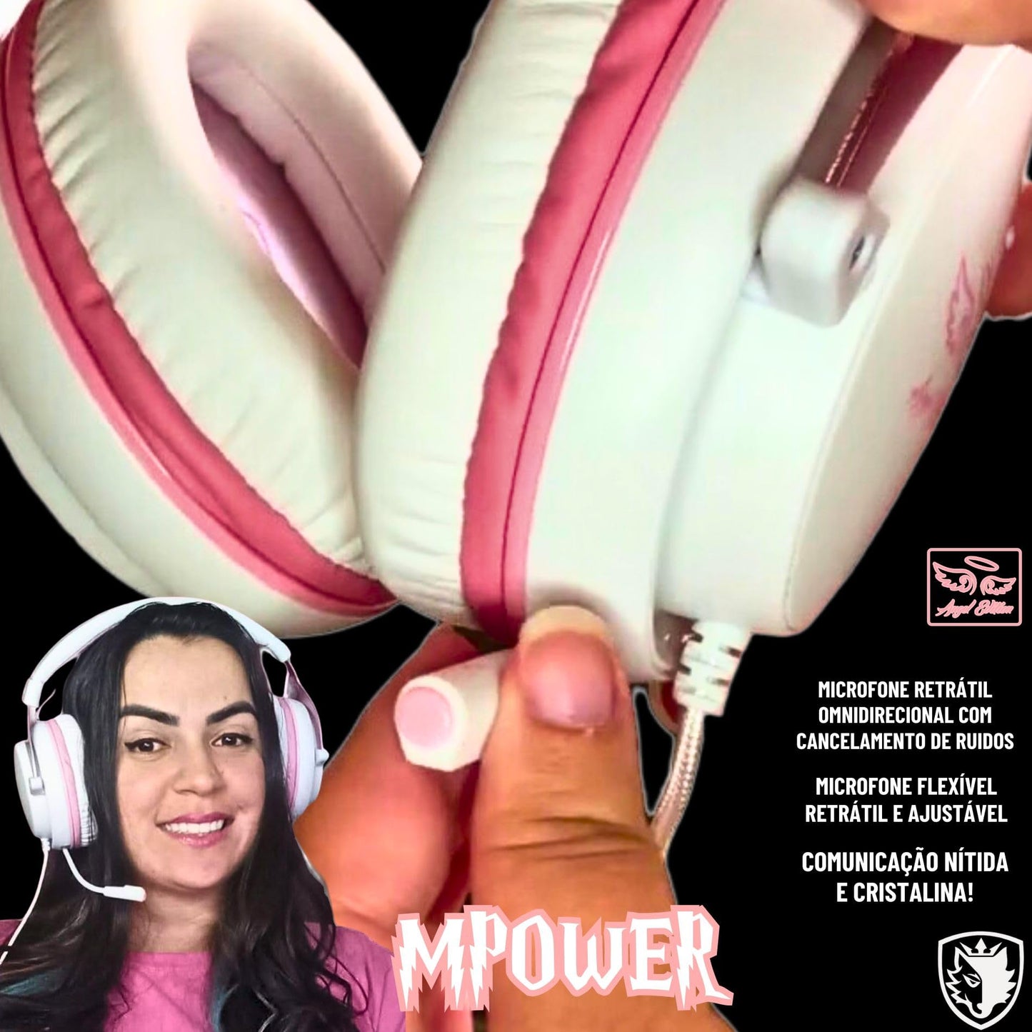 SADES MPOWER Stereo Gaming Headset for PS4, PC, Mobile, Noise Cancelling Over Ear Headphones with Retractable and Flexible Mic & Soft Memory Earmuffs for Laptop Nintendo Switch Games-Angel Edition